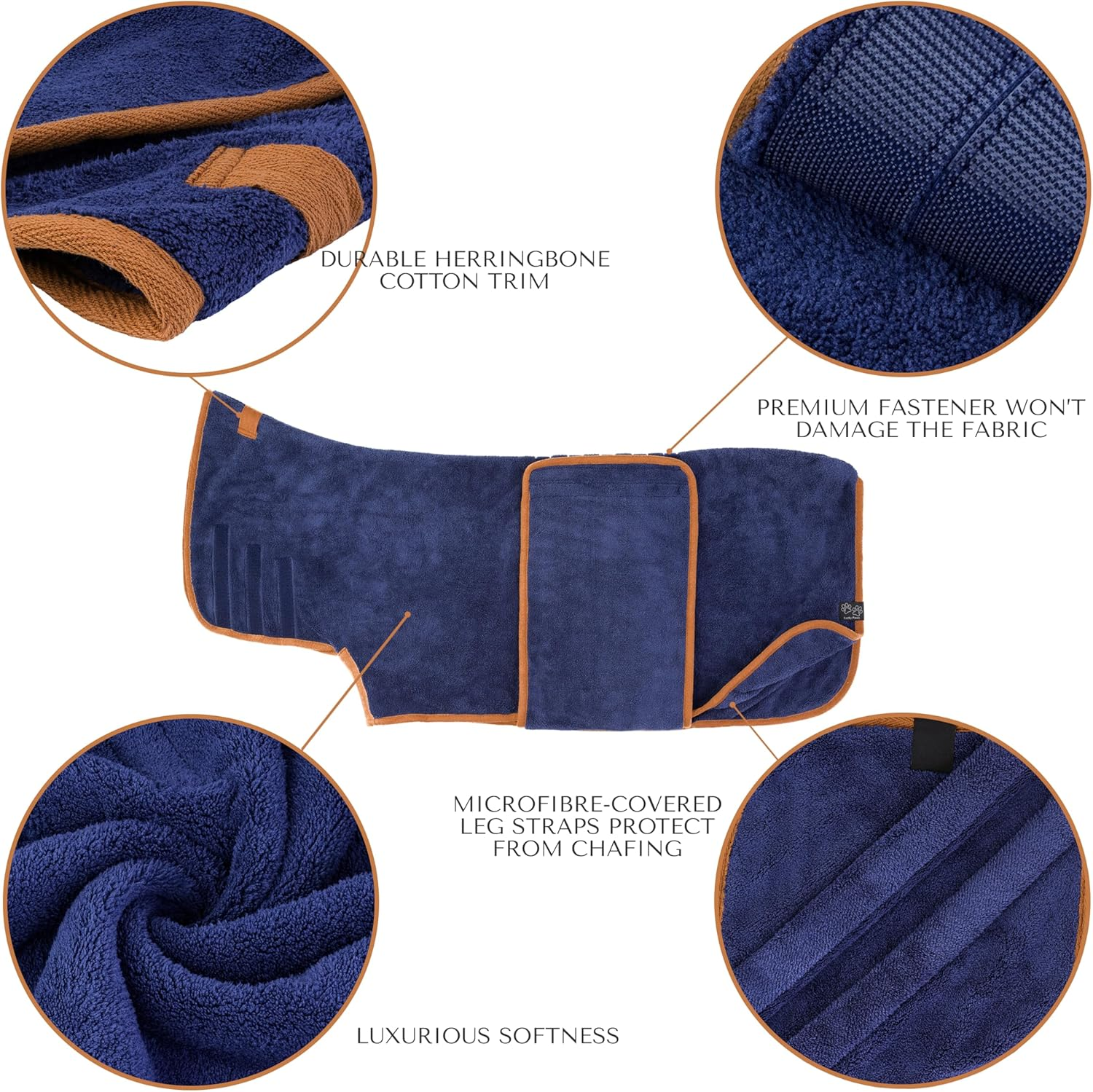 Lucky Paws&reg; UK Dog Drying Coat - Double-Layer Robe for Faster Drying, Super Absorbent Towel & Ultra Soft Dressing Gown in One Luxurious Robe (XXL, Aubergine) image number 6