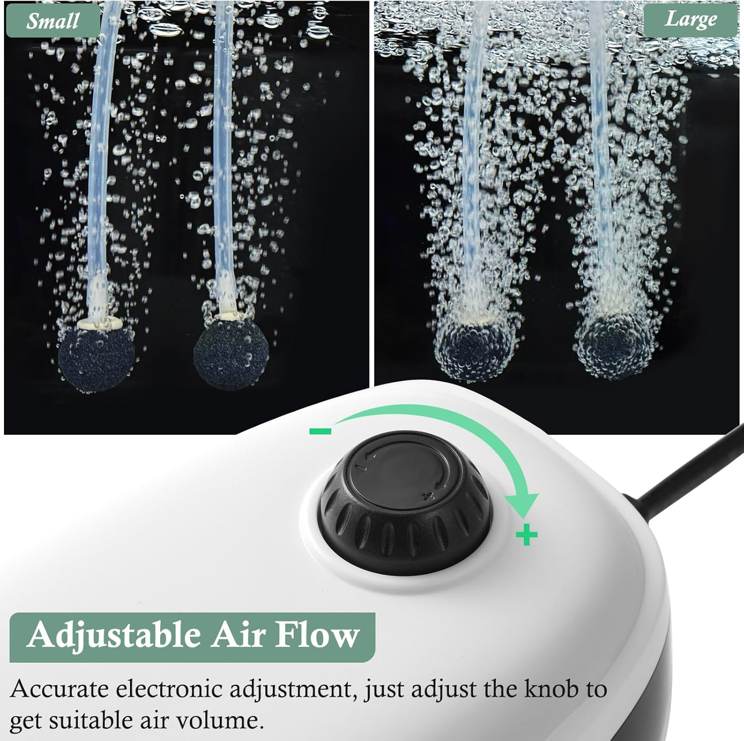 4W 5W Aquarium Air Pump, Dual Outlets Fish Tank Air Pump, 6L/Min 10L/Min Quiet Aquarium Bubbler for 1-600L Fish Tank