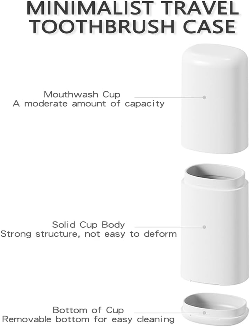 Toothbrush Travel Case, Portable Tooth Brush Holder and Toothpaste Case, Plastic Travel Toothbrush Cup with Cover, Compact Storage Container for School Camping Business Trip Bathroom (White) image number 6