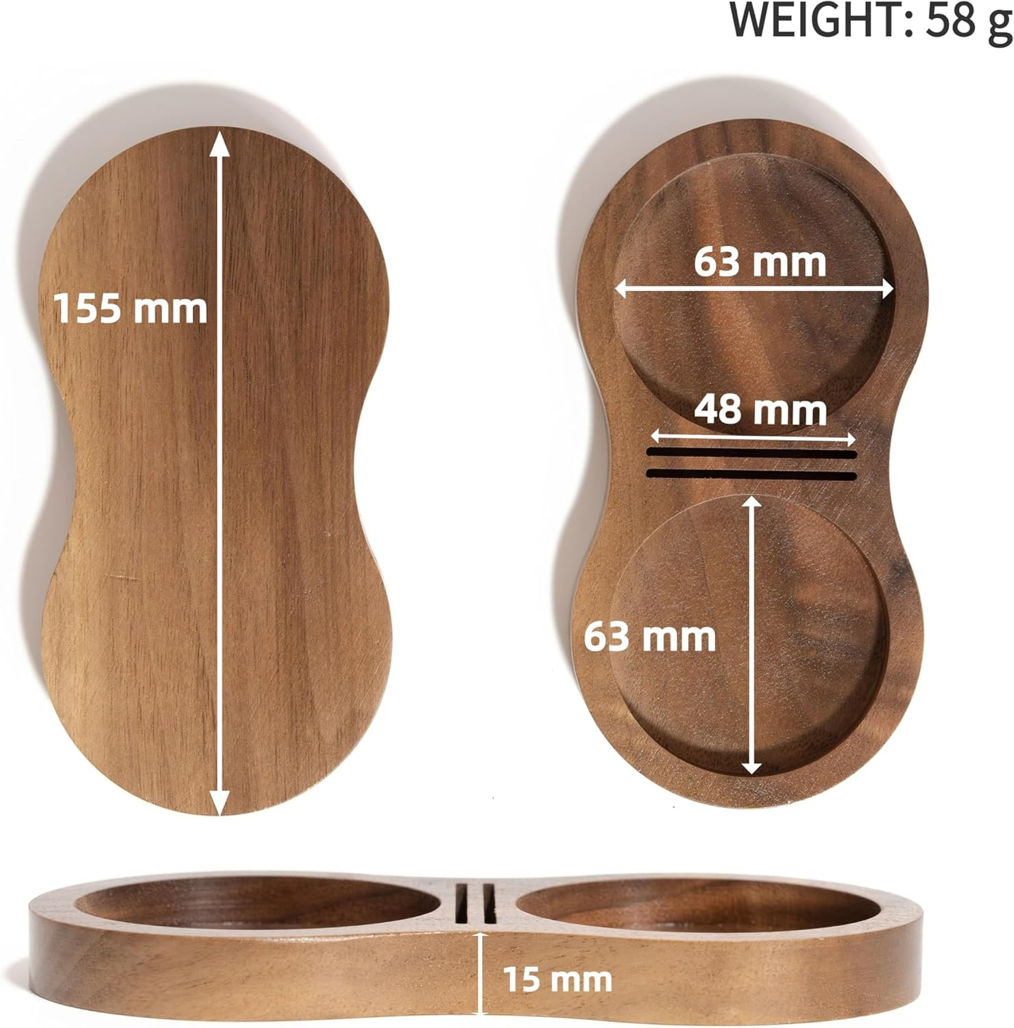 NEOUZA Coffee Tamper Stand Holder for Tamper, Distribution Tool, Puck Screen, Walnut Wood,51Mm 53Mm 58Mm Universal