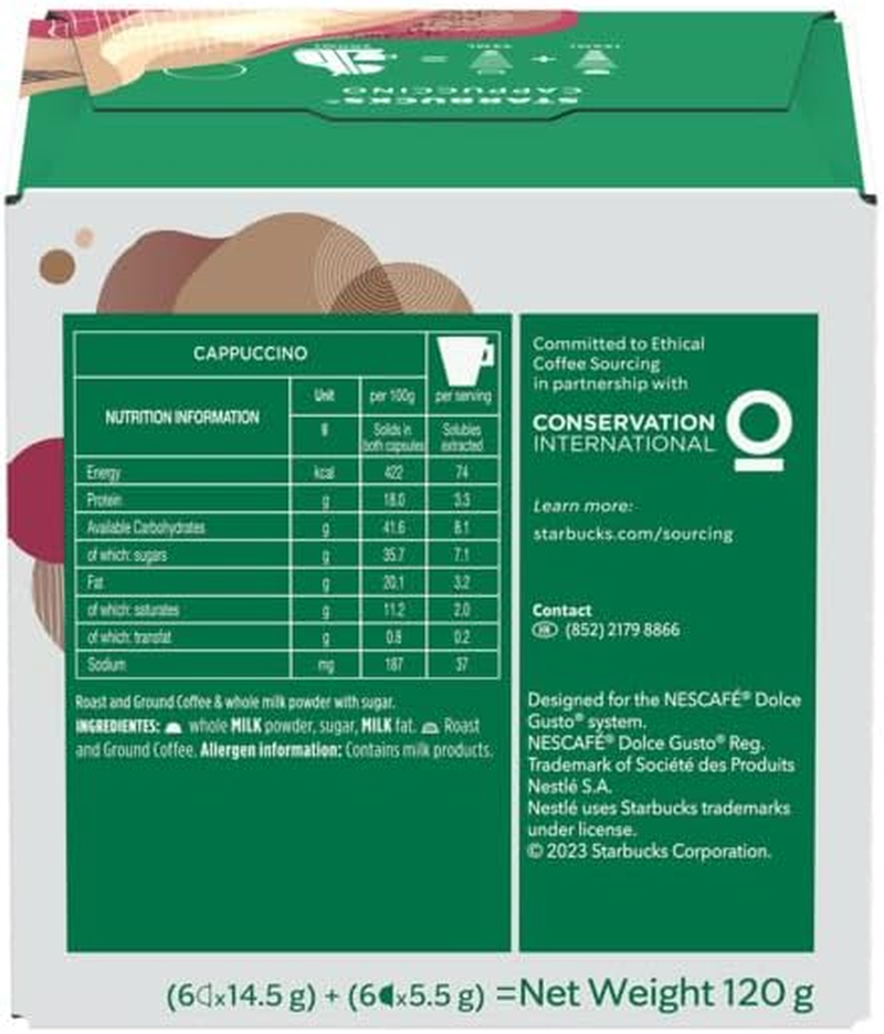 STARBUCKS by NESCAF&Eacute; DOLCE GUSTO Cappuccino Coffee Capsules Box of 6 Servings image number 5