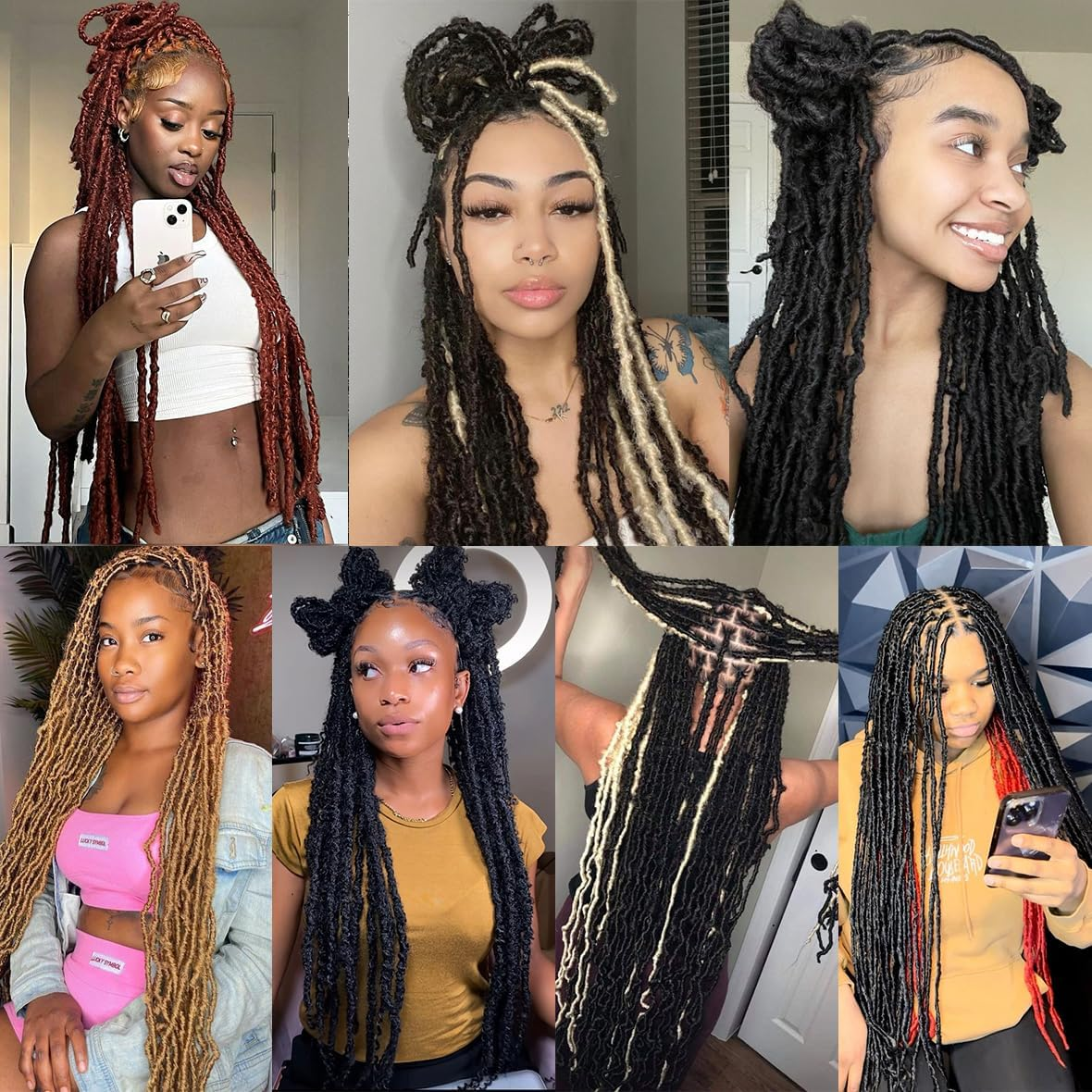 Youngther New Faux Locs Crochet Hair 24 Inch 7 Packs Soft Crochet Locs for Natural Butterfly Locs Style - Pre Looped Goddess Locs Crocher Hair for Balck Women Synthetic Braiding Hair Extensions image number 2