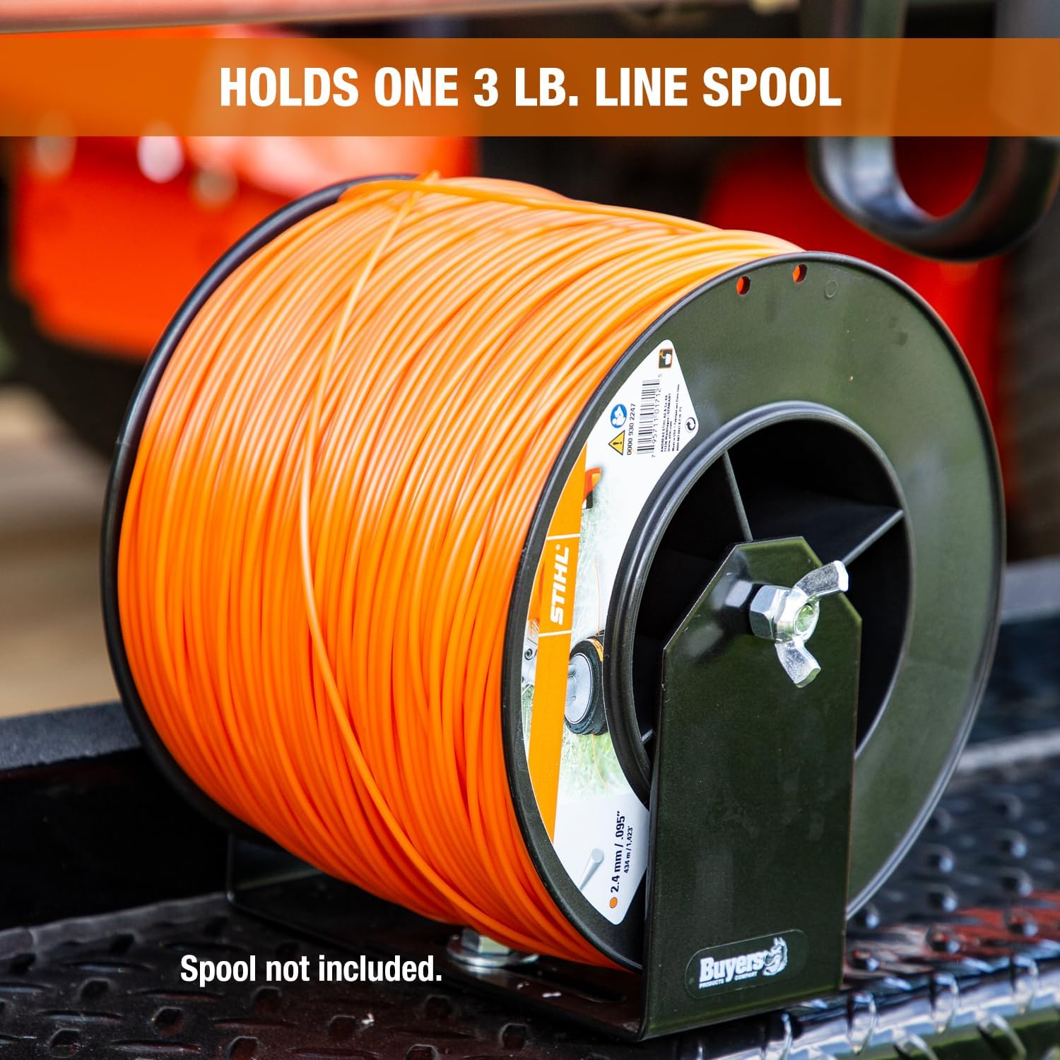 Buyers Products LT40 Weed Wacker Commercial Trimmer Line Holder W/Mounting Hardware & Low Profile Steel Bracket Supports 3 Pound Spools, Made in the USA, Landscape Trailer Organization Accessories image number 2