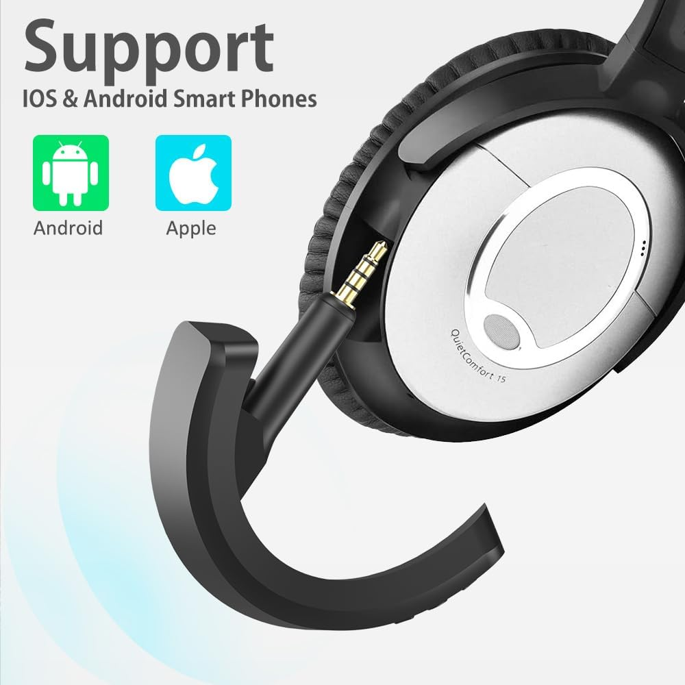 YOCOWOCO Aptx Wireless Bluetooth 5.0 Adapter for Bose Quietcomfort QC 15 with Mic/Volume Control, Black image number 5