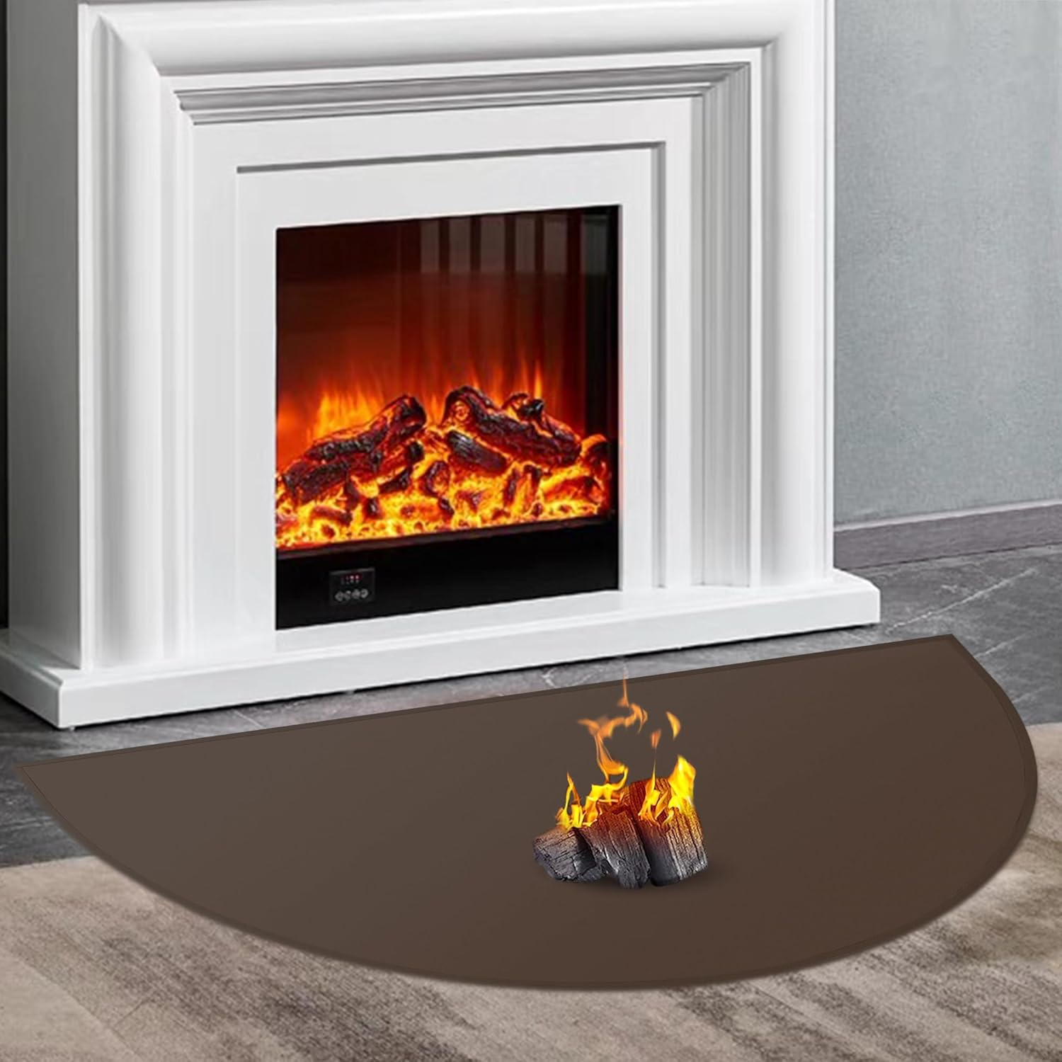 Hearth Rugs for Fireplaces Fire Resistant, 59 X 32 Inch Fireproof Fireplace Mat Hearth Rug, Hearth Pads for Wood Stove Fireplace Indoor Outdoor, Protect Floors Carpets from Sparks Embers-Brown, 1Mm