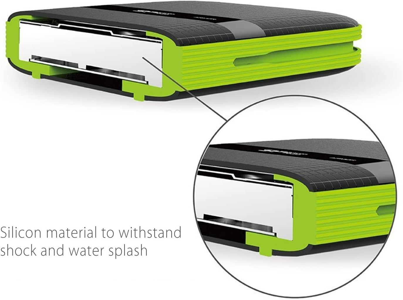 Silicon Power Armor A60 5TB Rugged Portable External Hard Drive, Military-Grade Shockproof Water-Resistant Anti-Slip Protection HDD USB 3.0 for PC Mac Xbox PS4, Green image number 3