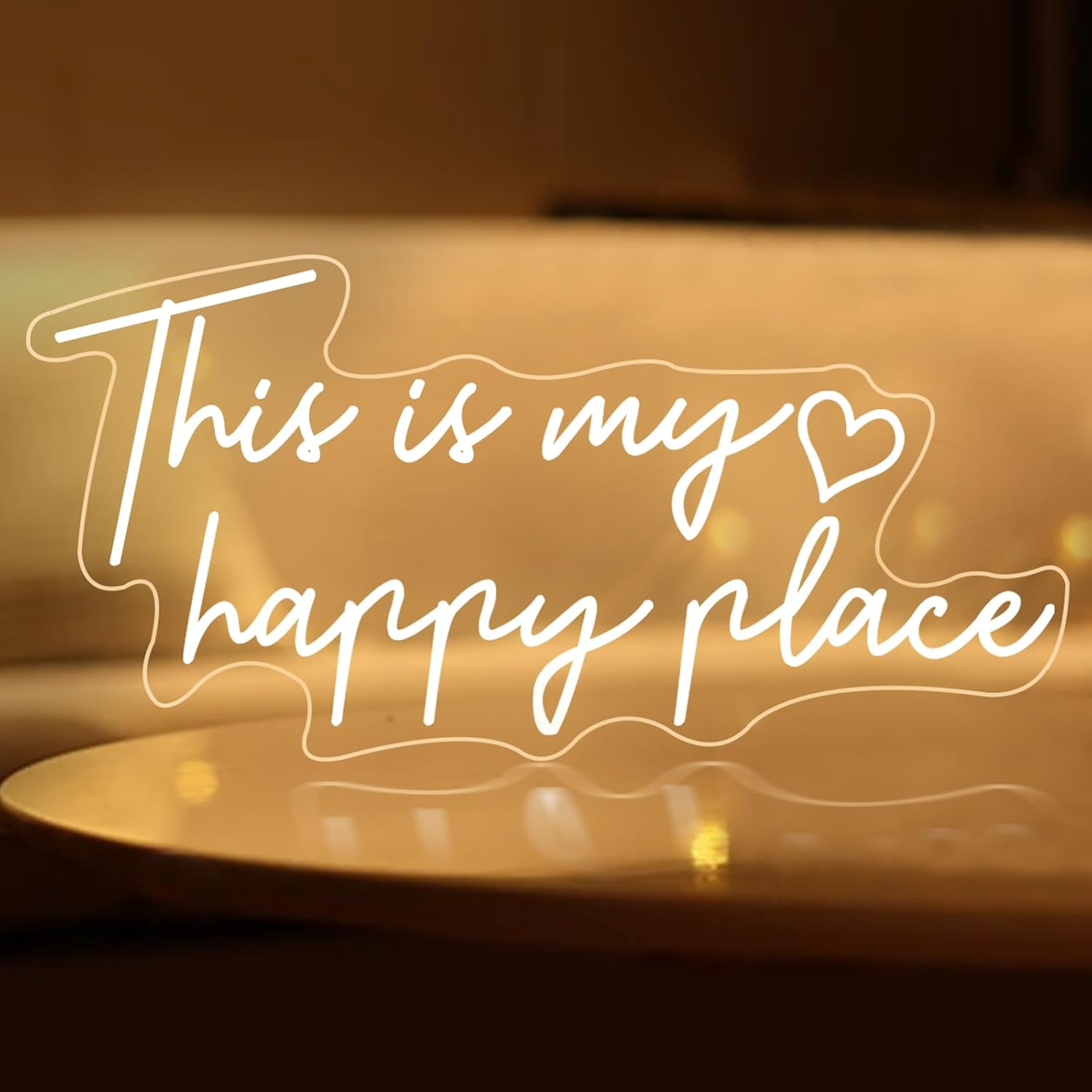 This Is My Happy Place Neon Sign Dimmable Warm White LED Neon Light Aesthetic Room Decor for Teen Girls Neon Light Signs for Bedroom, Salon,College Dorm, Wedding Party Decor Neon Classroom Sign image number 4