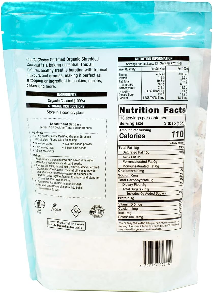 Chef'S Choice Organic Shredded Coconut 200G