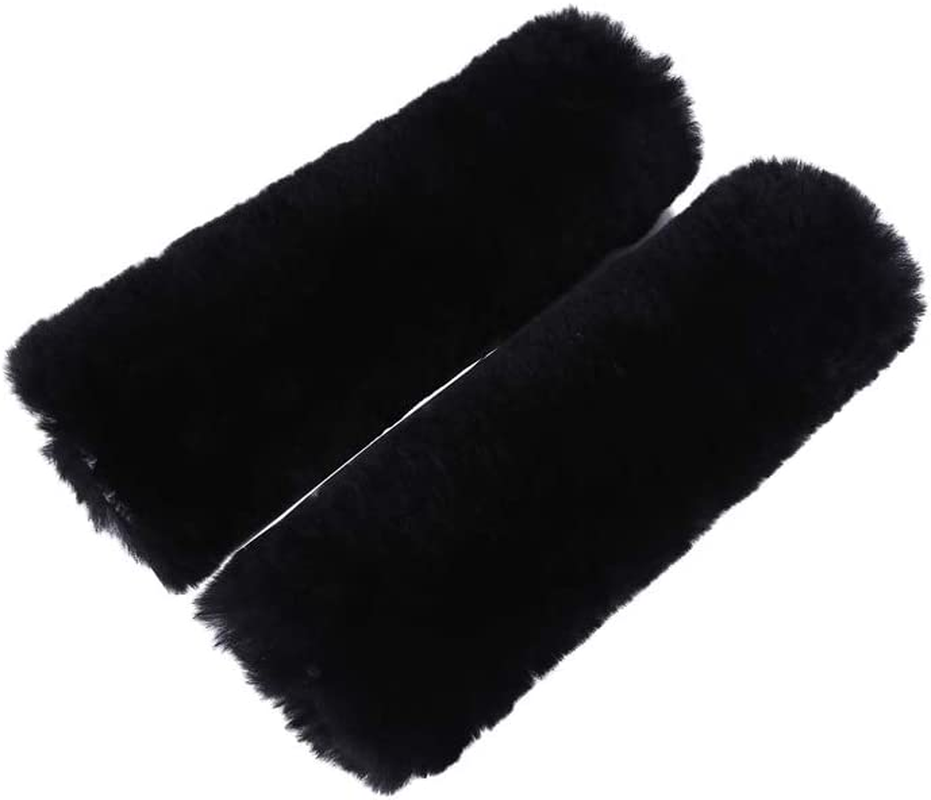 2Pack Genuine Sheepskin Seat Belt Strap Covers for Car, Truck, Backpack, Black Fuzzy Seat Belt Pads for Shoulder Soft Comfy image number 1