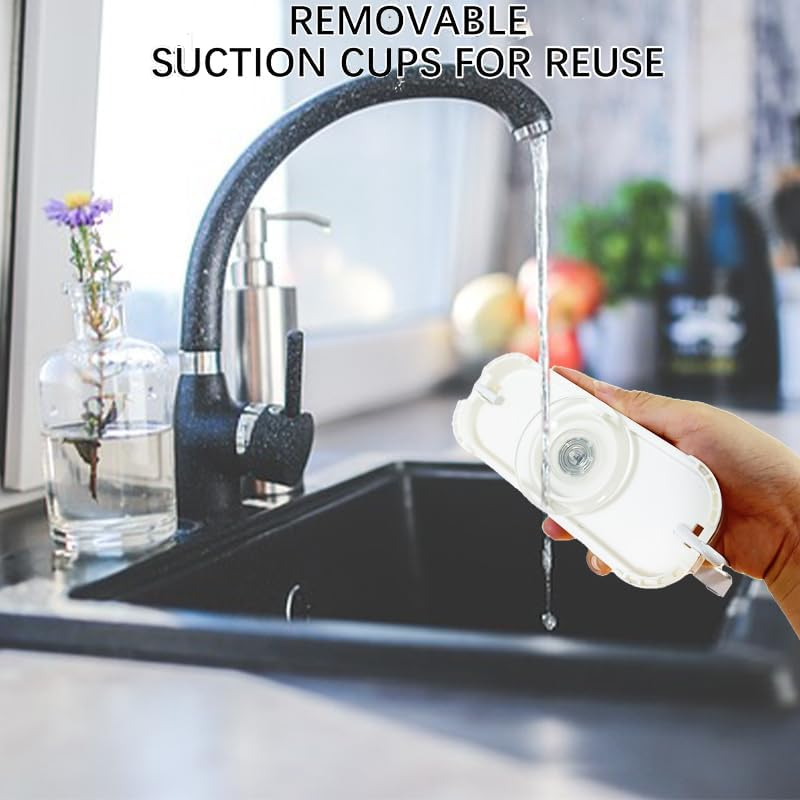 Rotatable Kitchen Sink Strainer With，100Pcs Filter Mesh Bags and Suction Cup Sink Strainer Rack Sink Filter Holder Sink Food Catcher Sink Waste Strainer for Kitchen Sink(White)