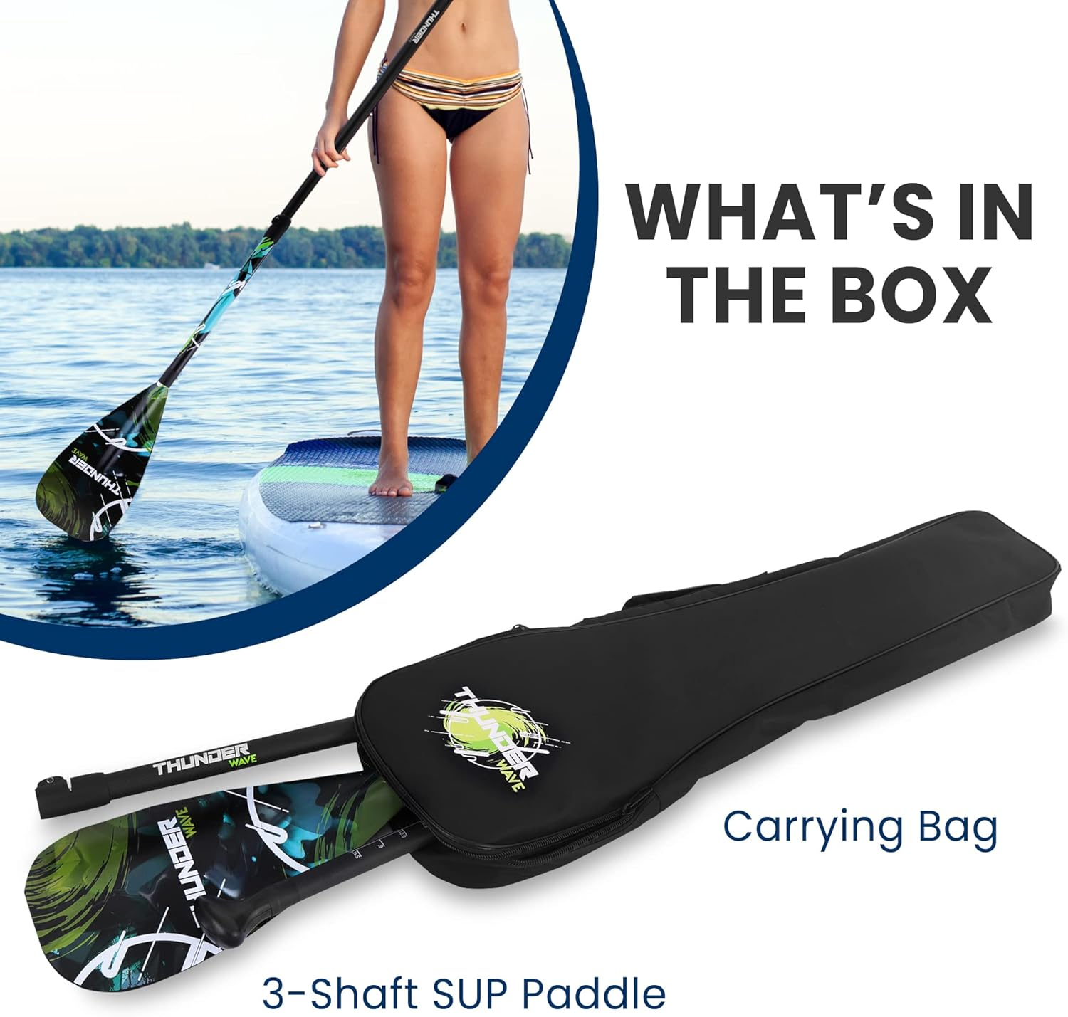 Serenelife SUP Paddle, Adjustable Paddle for Kayak, Free-Flow Inflatable SUP Stand up Water Paddleboard - Green image number 5