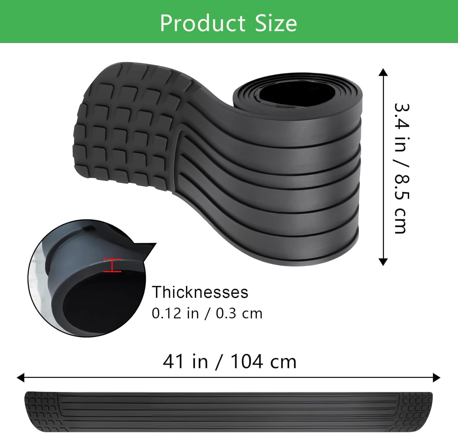 Car Rear Bumper Protector, 41 X 3.4 Inch Trimmable, Anti-Scratch Rubber Rear Bumper Guard, Universal Non-Slip Trunk Exterior Accessories for SUV & Truck, with Wet Wipes image number 2