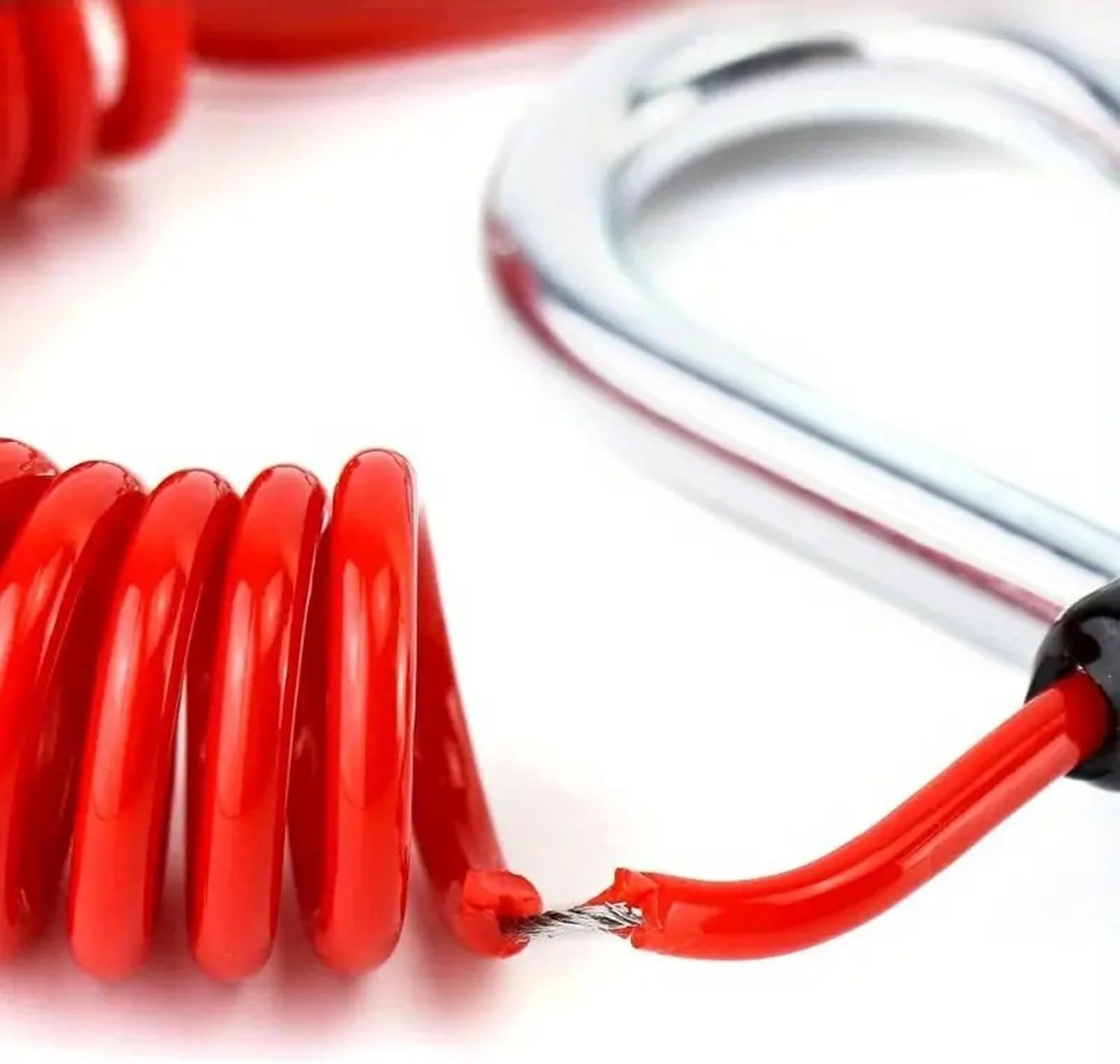 MAEZOE 6FT Trailer Brake Away Cable, Heavy Duty Steel Wire Coiled Safety Cables Strap for RV Towing Trailer - Trailer Breakaway Safety Cable Spring Towing Coiled Wire for Enhanced Durability