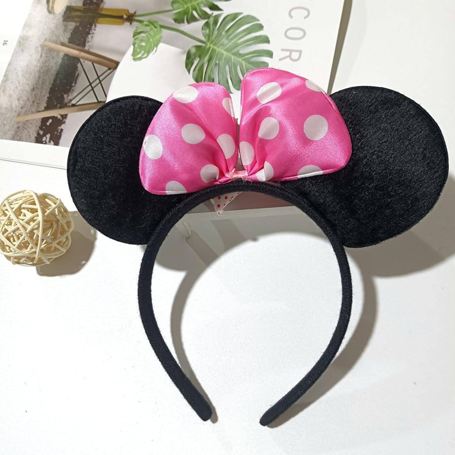 Minnie Mouse Costume Kit Women Girls, Pink Minne Polka Dots Tutu Dress Mouse Ear Headband Christmas Halloween Fancy Dress for Adult Kids image number 6