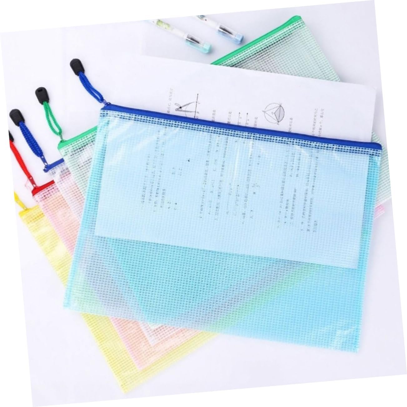 SOPOTUTU 16Pcs Mesh Zipper Pouches Document Storage Bags for Office Home Travel Capacity File Pouches for Organizing Papers Testing Materials More Random Colors image number 2