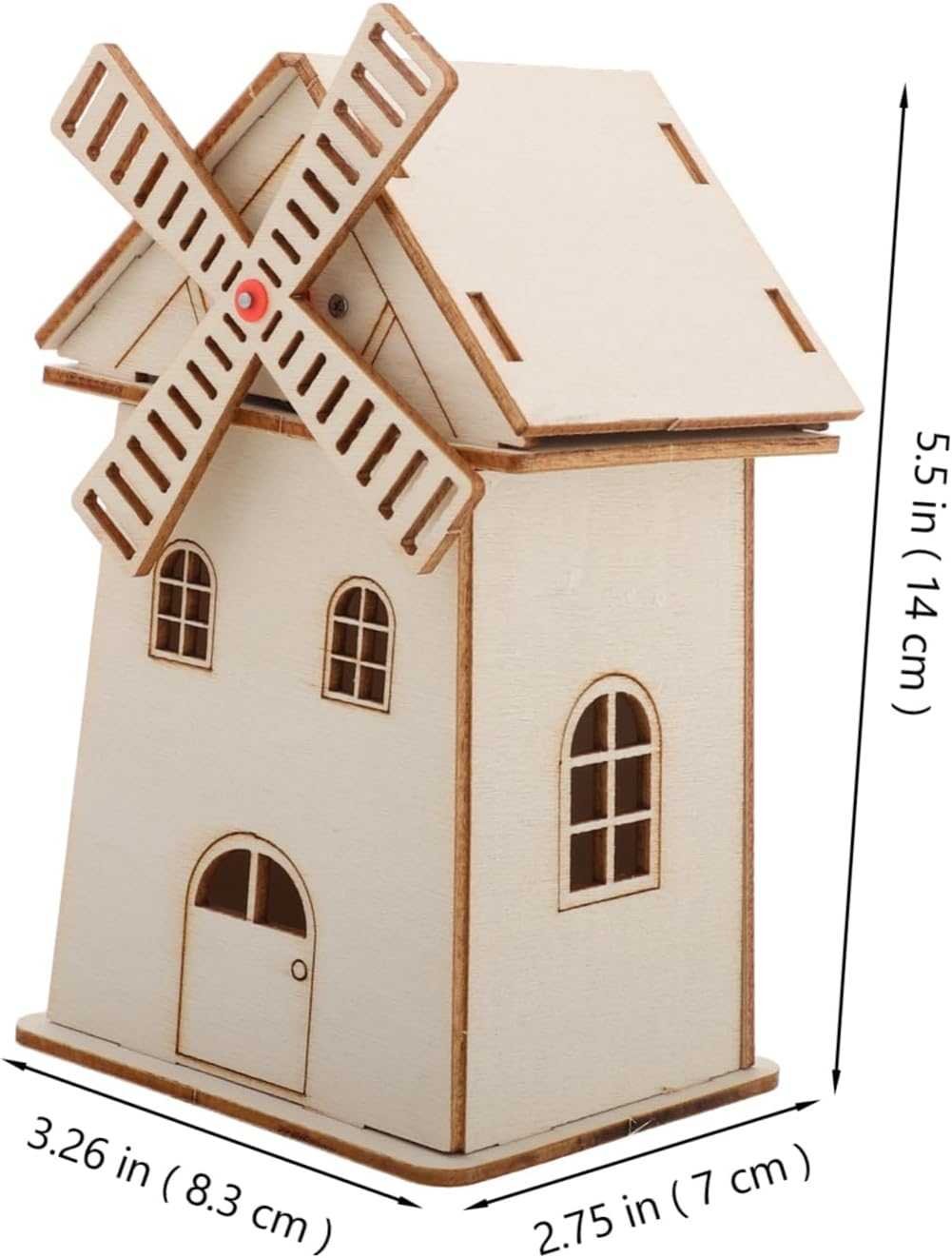 CIYODO Solar Windmill Science Model Wooden Windmill House Prop Kids Science Toy Solar Powered House Toy Model Unfinished Windmill House Prop Assembly Solar Power Toy image number 6