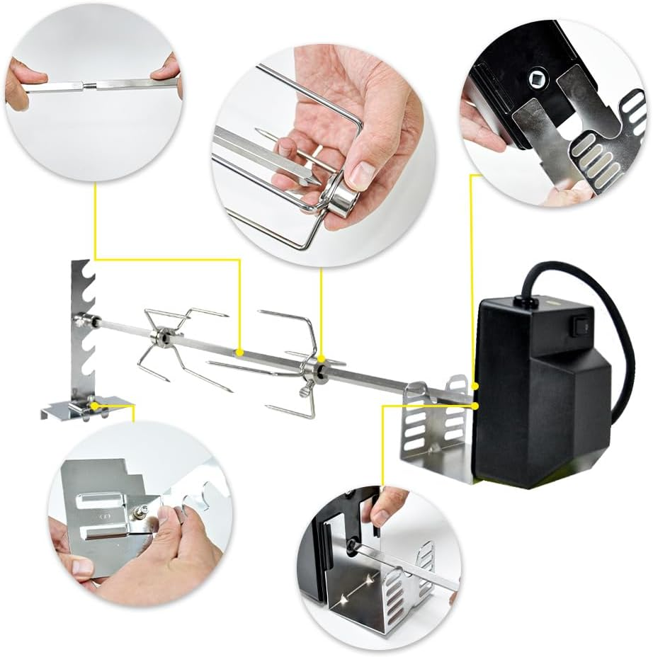 Automatic BBQ Rotisserie Kit Electric Stainless Steel Roast Spit Set 5-Level Height Adjustable with Motor AU Plug for Grilling Hot Dog Chicken Steak image number 6