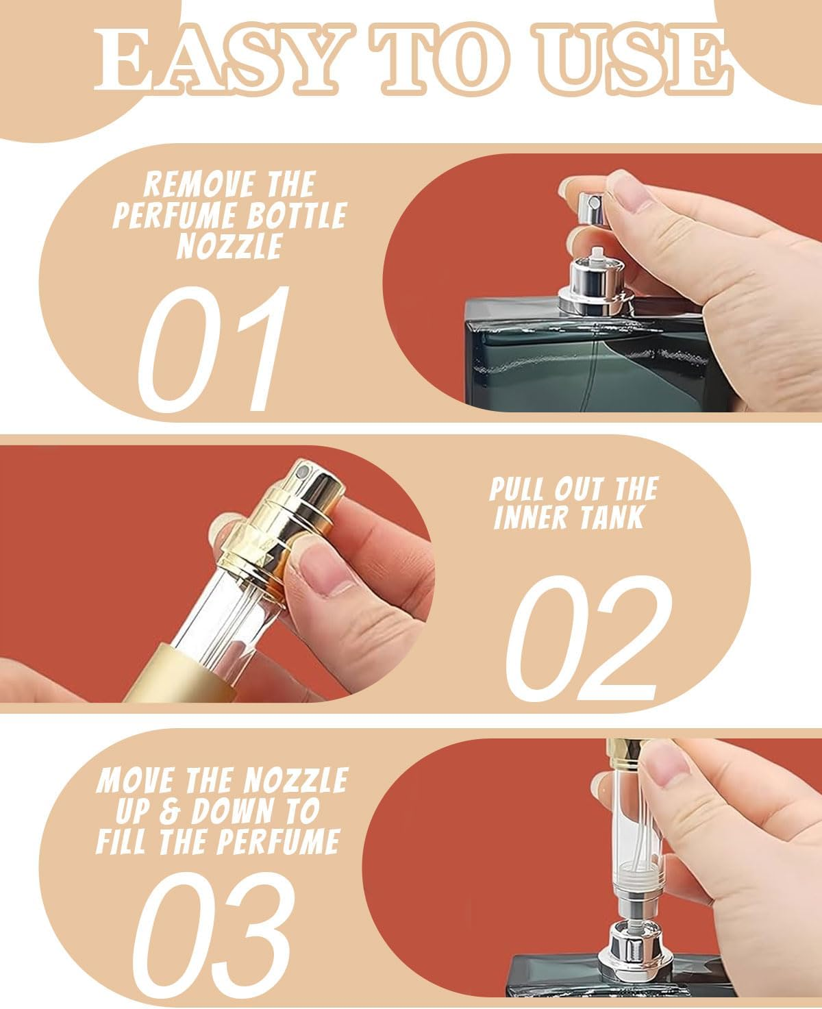 FUGLUS 1 Travel Perfume Atomizer, Mini Portable Refillable Perfume Refill Atomiser, Travel Refill Perfume Atomizer Travel Bottle, 5Ml (Champagne Color) image number 4