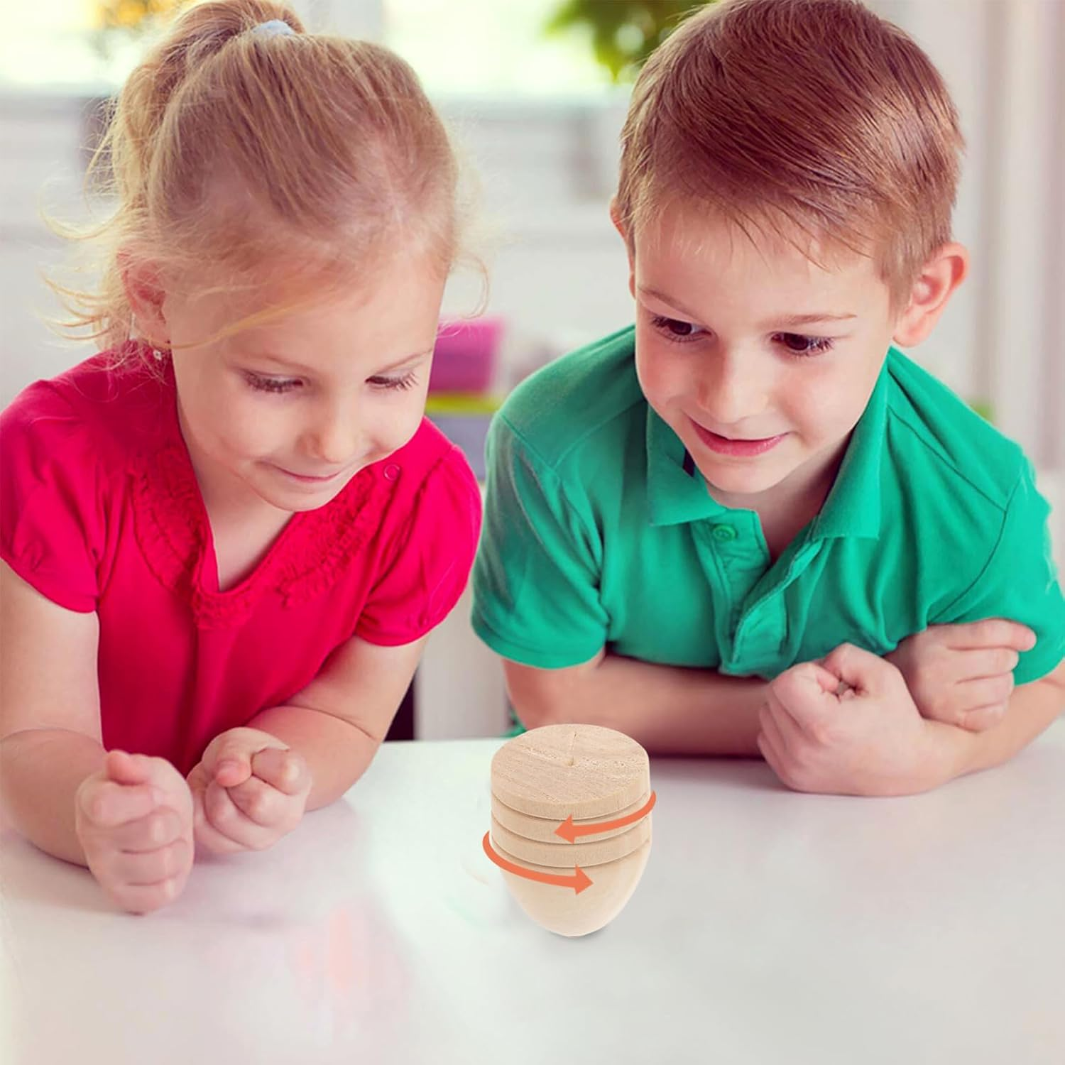 Ibasenice 1 Set Wooden Spinning Tops with Vintage Wooden for Kids Adults Classic Outdoor Spinning Games image number 4