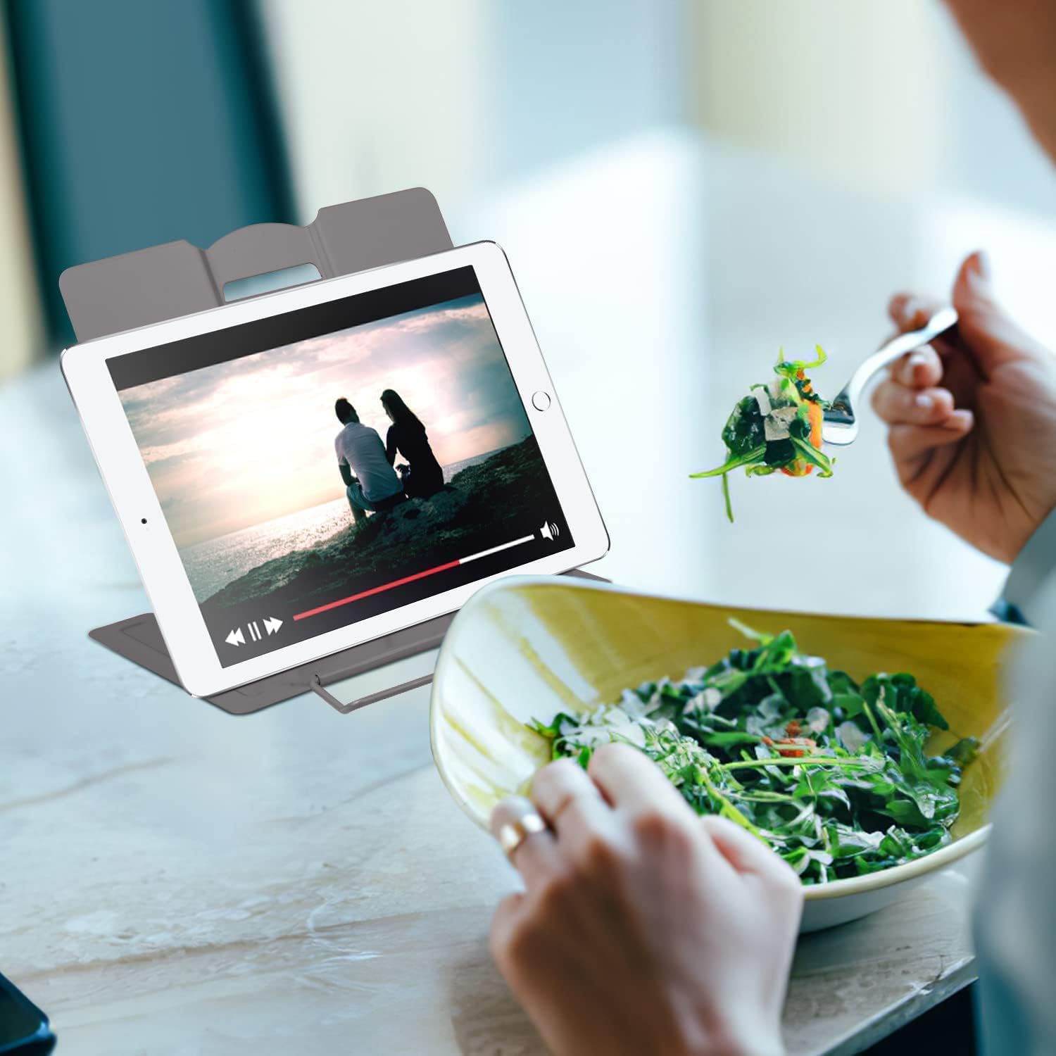 Desk Book Stand Metal Reading Rest Book Holder Angle Adjustable Stand Document Holder Portable Sturdy Lightweight Bookstands-Textbooks Tablet Music Books Cook Recipe (Grey) image number 4