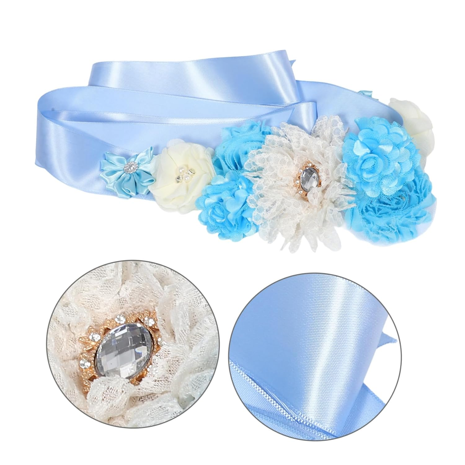 MERRYHAPY 2Pcs Maternity Flower Sash for Pregnancy Belly Band Belly Sashes for Shower Wedding Photo Shoot image number 3