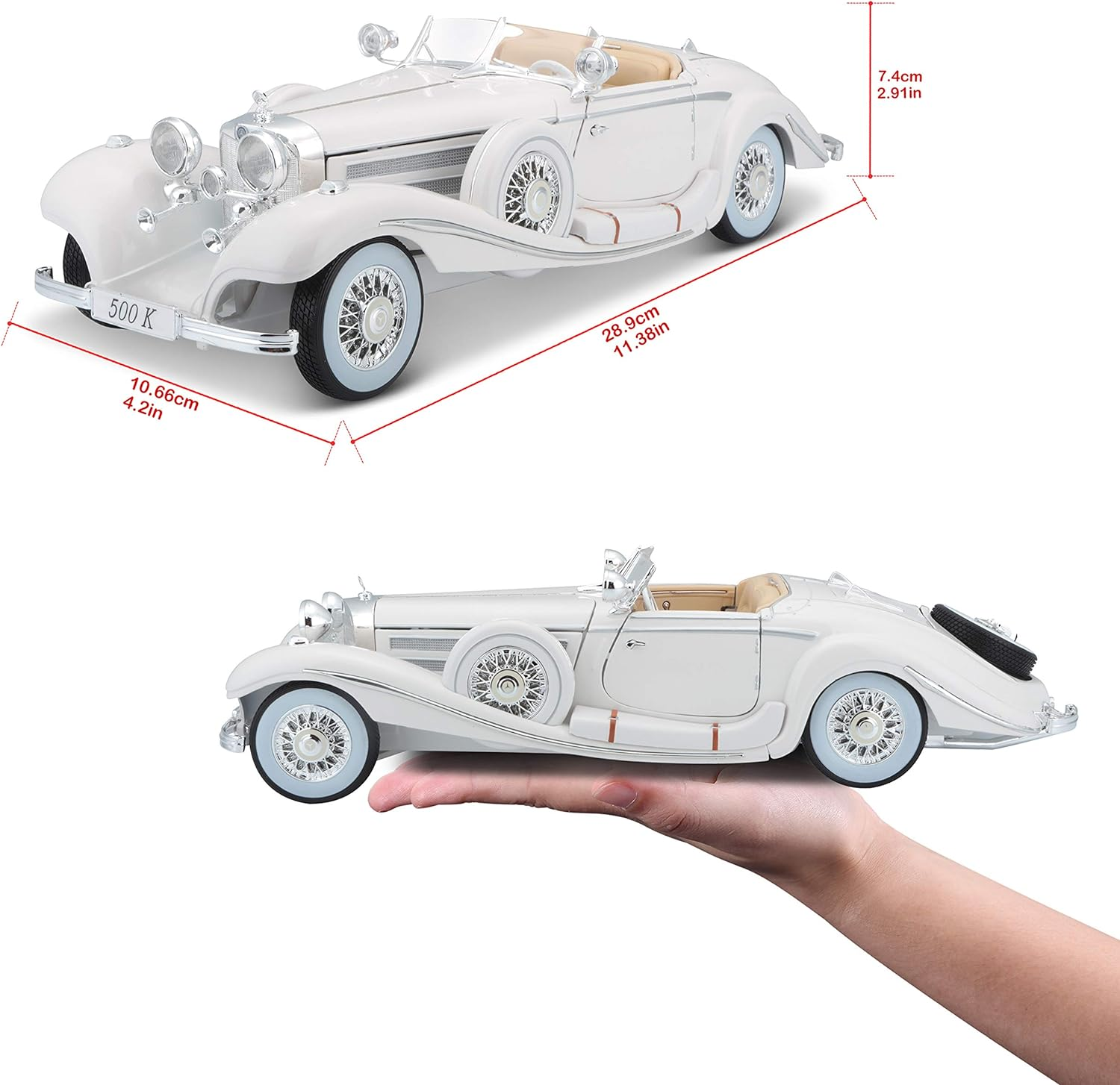 Maisto 1:18 Scale 1936 M-B 500 K Type Specialroadster Diecast Vehicle image number 4