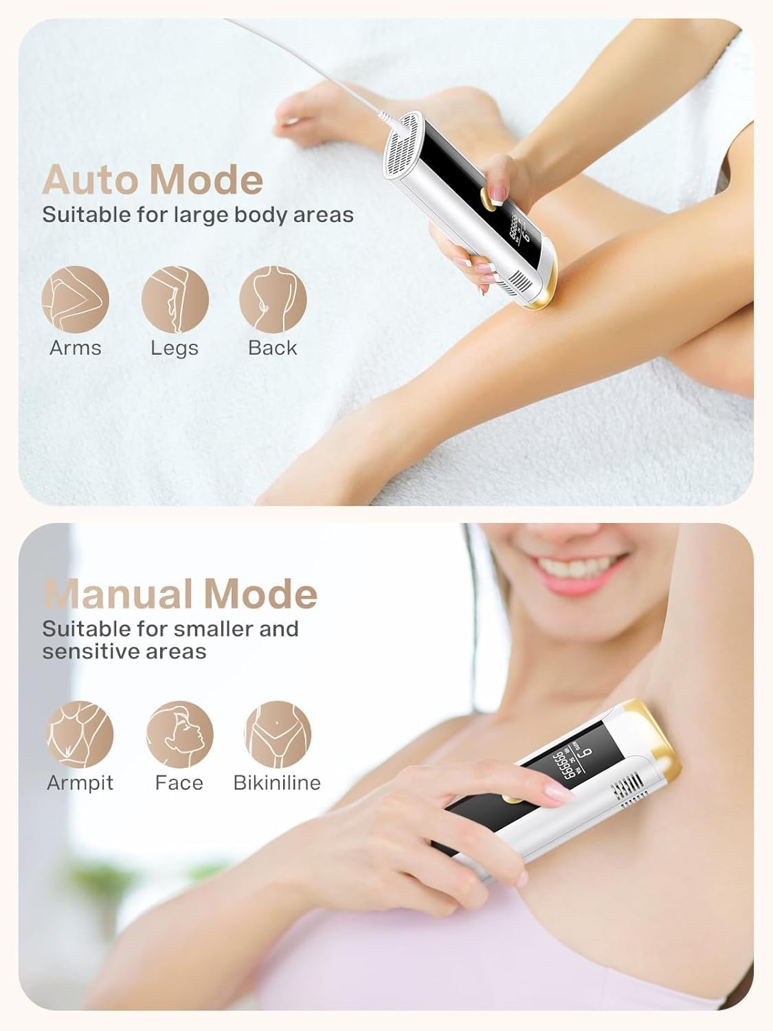 PTEROMYS Laser Hair Removal for Women and Men, at Home IPL Hair Removal Device with 3 Modes, Permanent Hair Remover Machine for Facial Legs Arms Bikini Line Whole Body Depilation, Come with Razor & Glasses image number 3