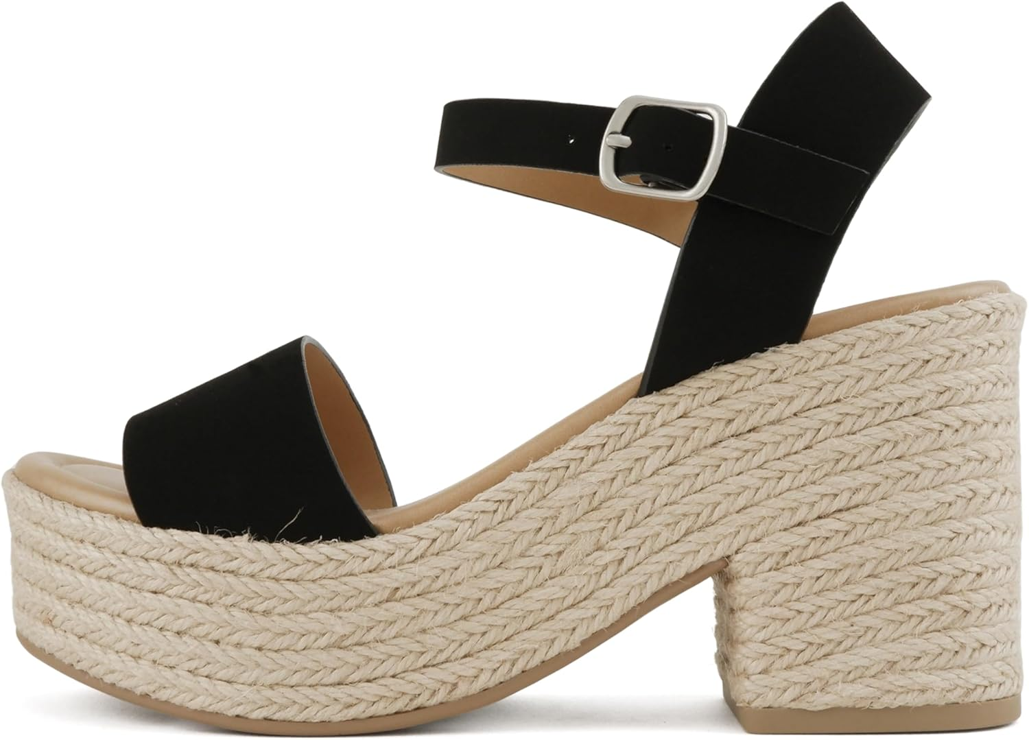 Soda Women'S Castle Jute Open Toe Ankle Strap Platform Wedge