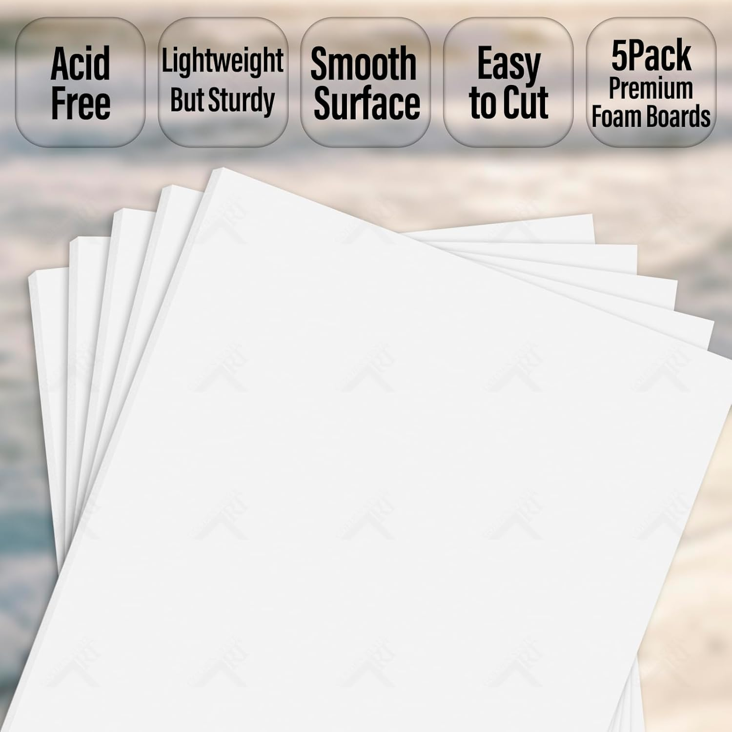 Golden State Art, Acid Free 5 Pack 5X7 White Foam Boards Foam Core Poster Board, 1/8'' Thick Polystyrene Foam Sheet for Projects, Mounting, Crafts, Art and Presentations image number 1