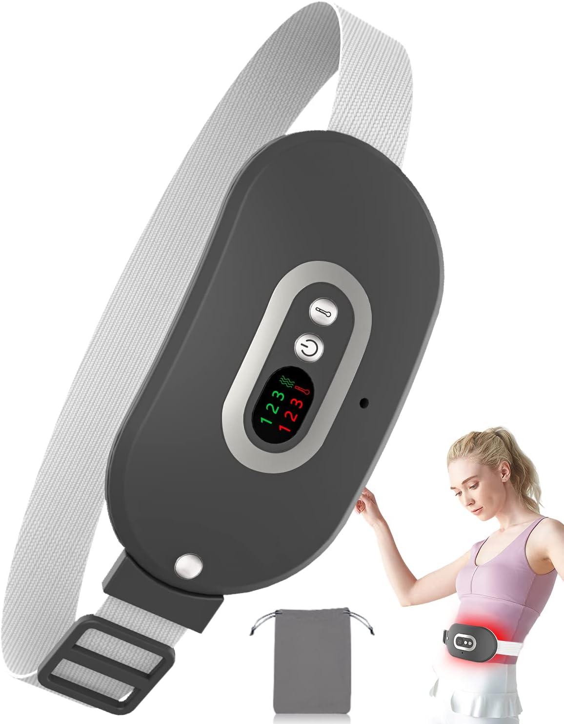 Cordless Menstrual Heating Pad, Portable Heating Pad Electric with USB, Portable Heating Pad for Pain Relief, Heating Massage Pad for Cramps, Heating Pad Belt with 3 Temperature Levels for Women