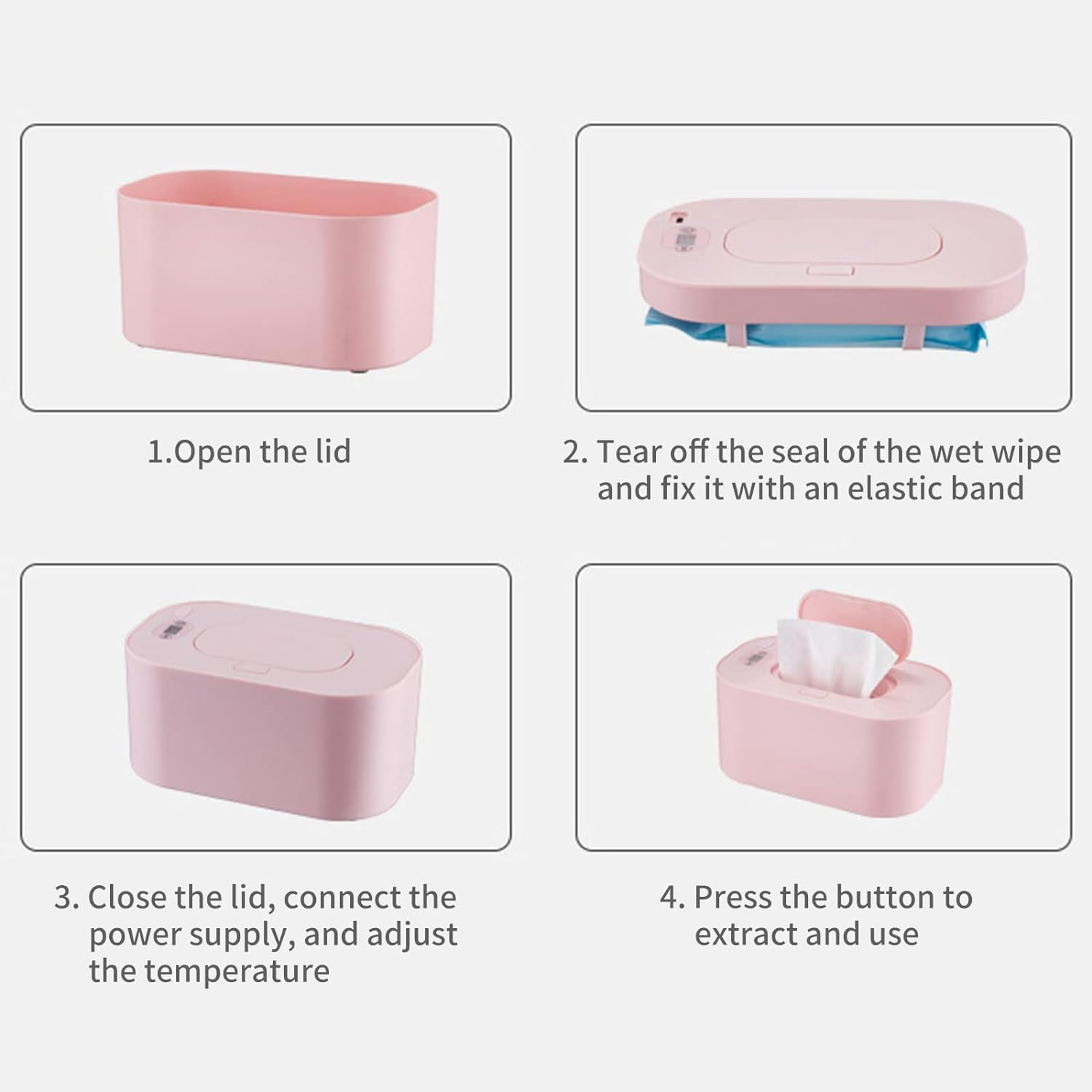 Staright USB Baby Wet Wipe Warmer 3 Temperature Modes Diaper Wipe Warmer 10W Constant Temperature Large Capacity Portable Baby Wet Wipe Warmer Dispenser for Home Car Travel image number 6