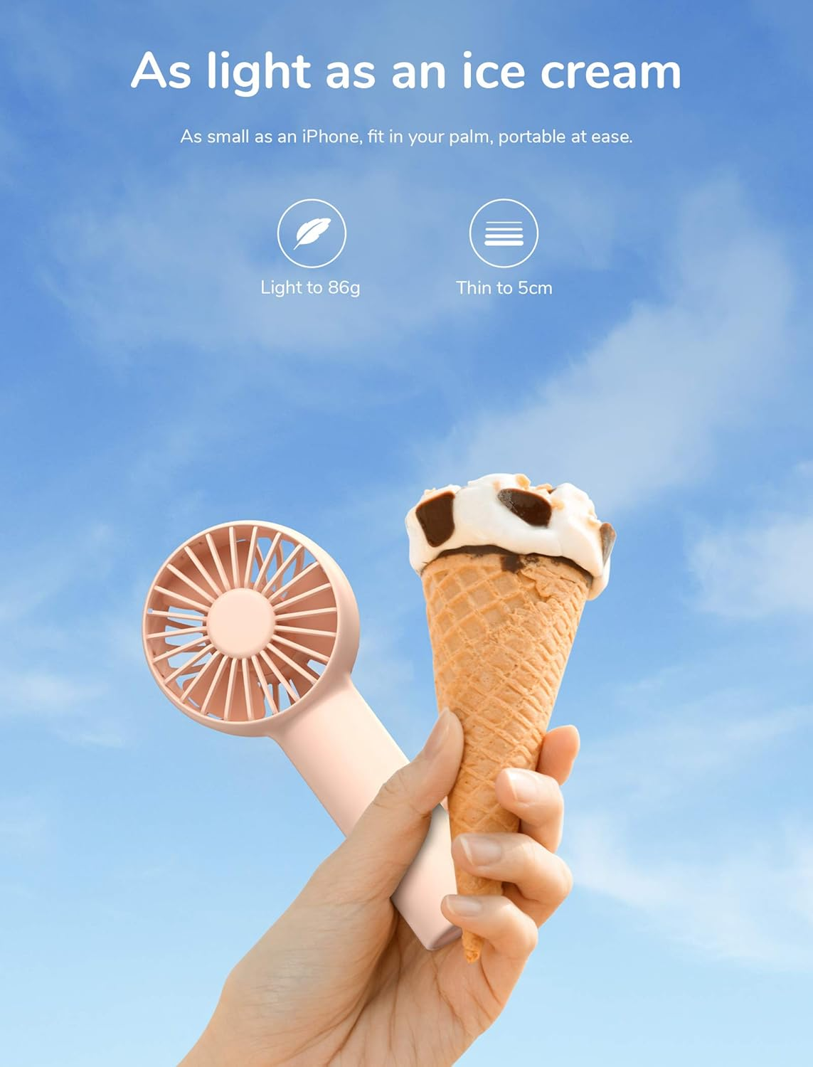 JISULIFE Mini Handheld Fan, Portable Personal with 2000Mah Battery Operated or USB Powered Rechargeable, 3 Speeds, Enhanced Airflow, Quiet & Small Pocket for Home, Outdoor-Pink image number 3