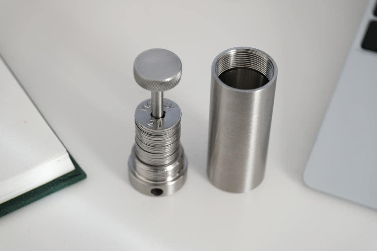 SEEDOR Safe Bitcoin Steel Wallet, Seed Backup for Hardware Wallet, Crypto Wallet Steel, Recovery Phrase Offline Cold Storage, Bitcoin Wallet Capsule, Password Safe Stainless Steel, Includes 28 image number 5