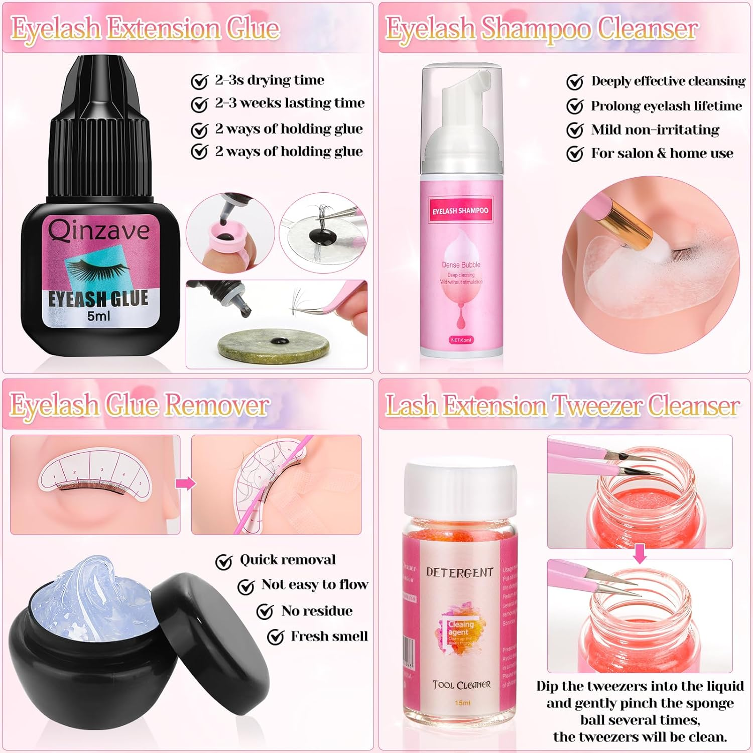 Lashes Kit for Eyelash Extension Beginners 470PCS Professional Lash Mannequin Head Practice Kit with Everything Lash Glue Lash Shampoo Lash Fan, Lash Extension Supplies for Practice Training image number 4