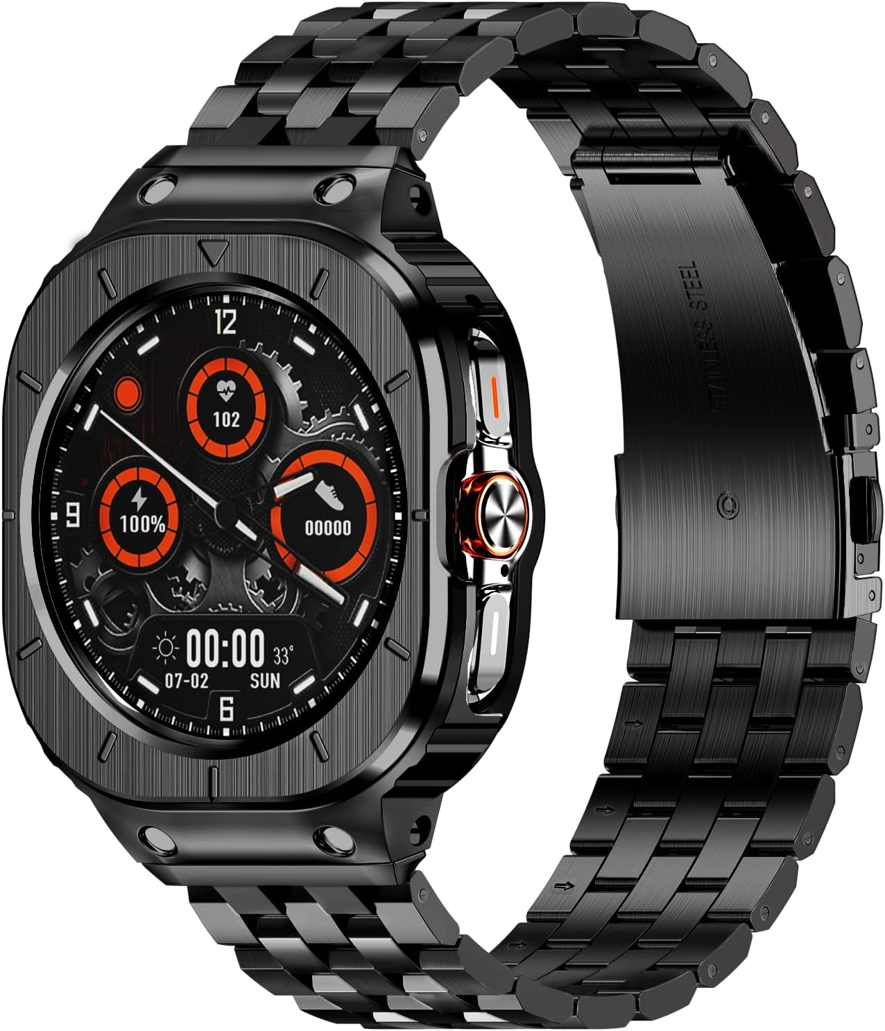 Amznew Stainless Steel Galaxy Watch 5 Pro Band with Case Compatible with Samsung Watch 5 Pro 45Mm, Rugged Metal Watch Band with Protective Bumper Cover Replacement Strap for Men 2022