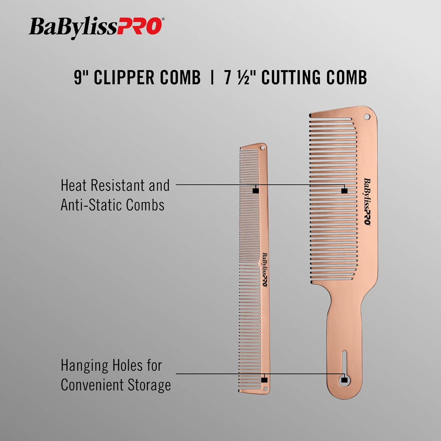 Babylisspro Barberology Comb Set - Rosefx Metal for Unisex 2 Pc Comb image number 5