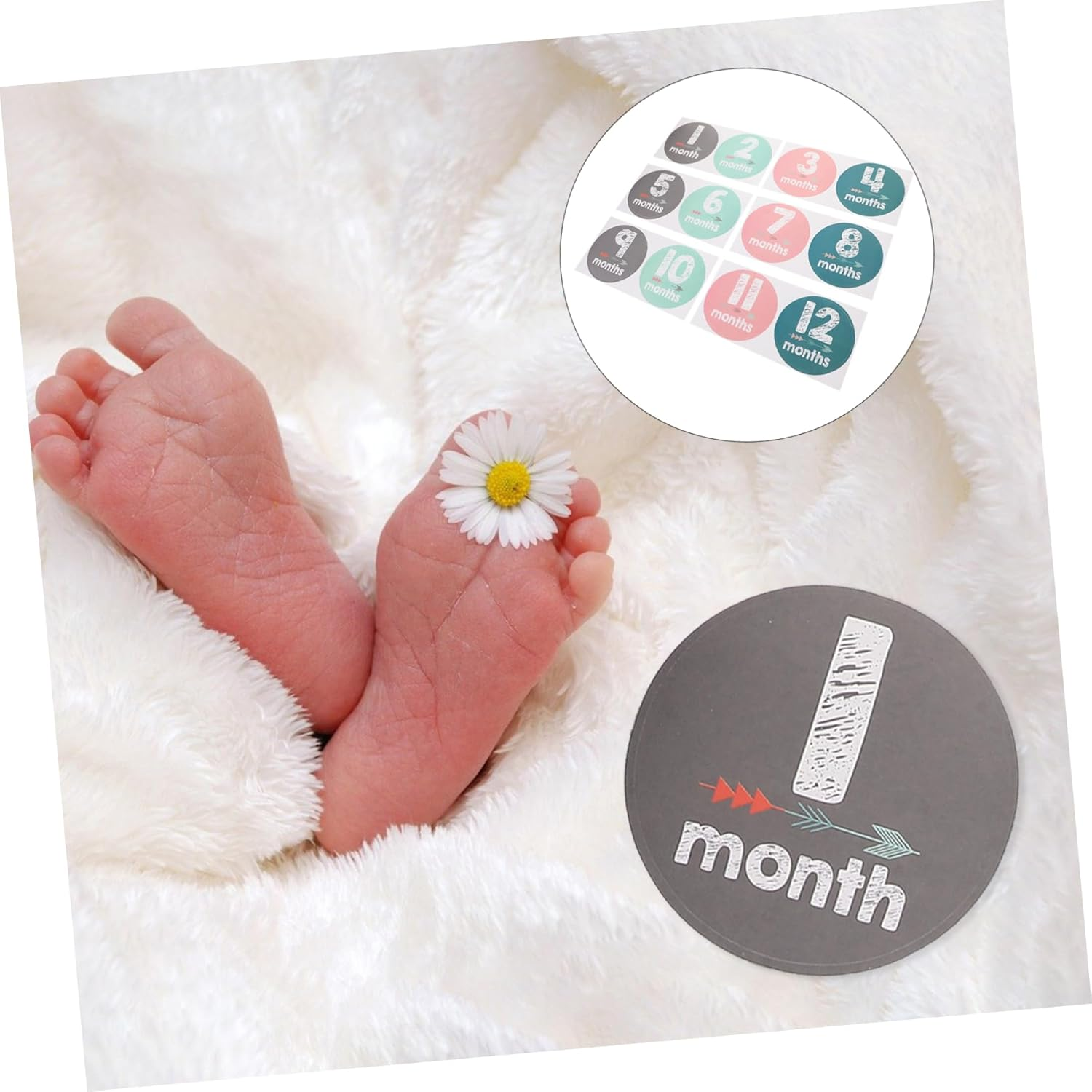 Milestone Stickers for Newborn Monthly Adhesive Wall Decals for Milestone Photography