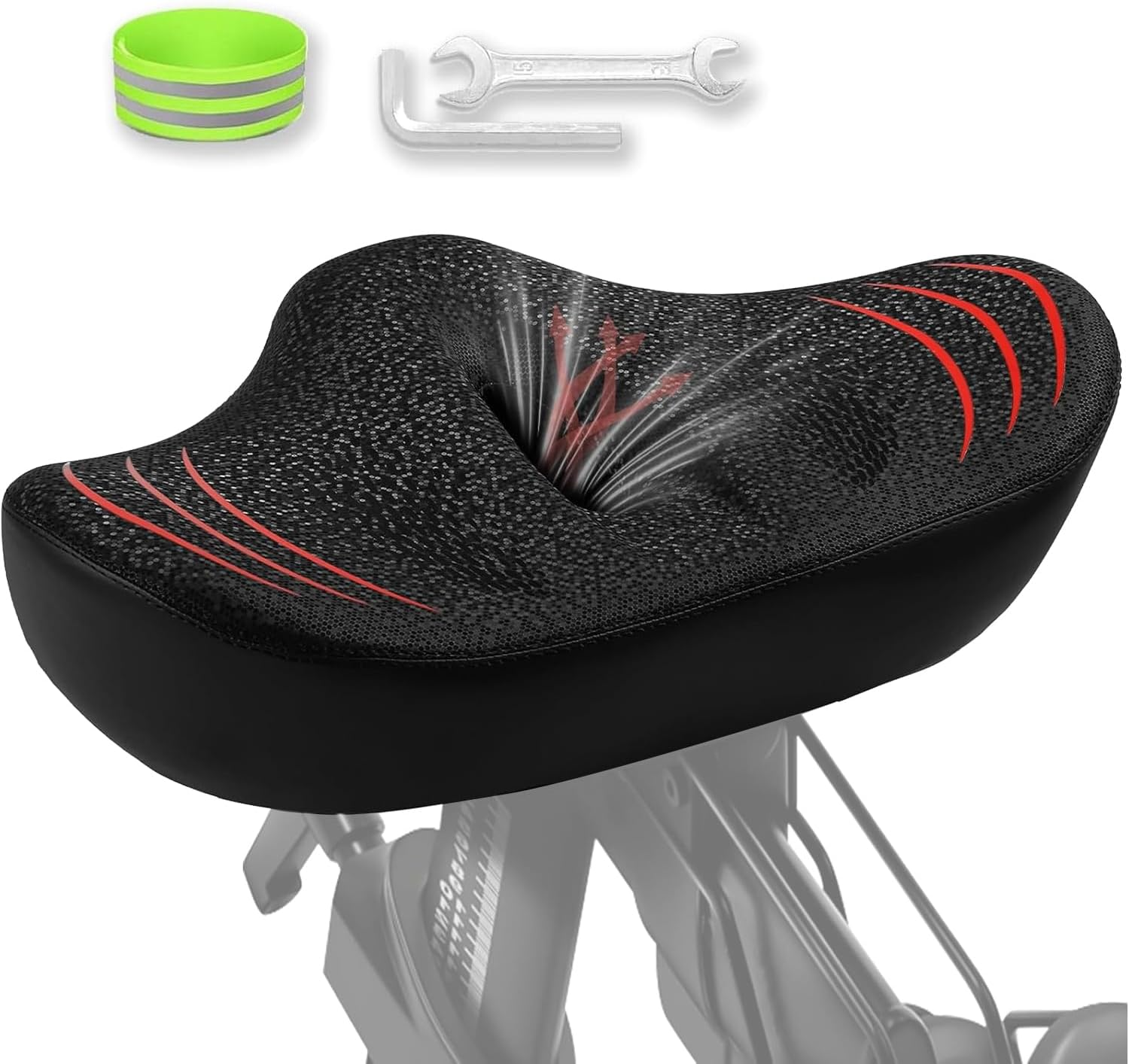 Upgrade Extra-Wide Noseless Bike Saddle with Memory Foam, Waterproof & Super Comfort, Compatible with Peloton Bikes, Exercise Bikes, Ebikes and City Bicycles image number 2