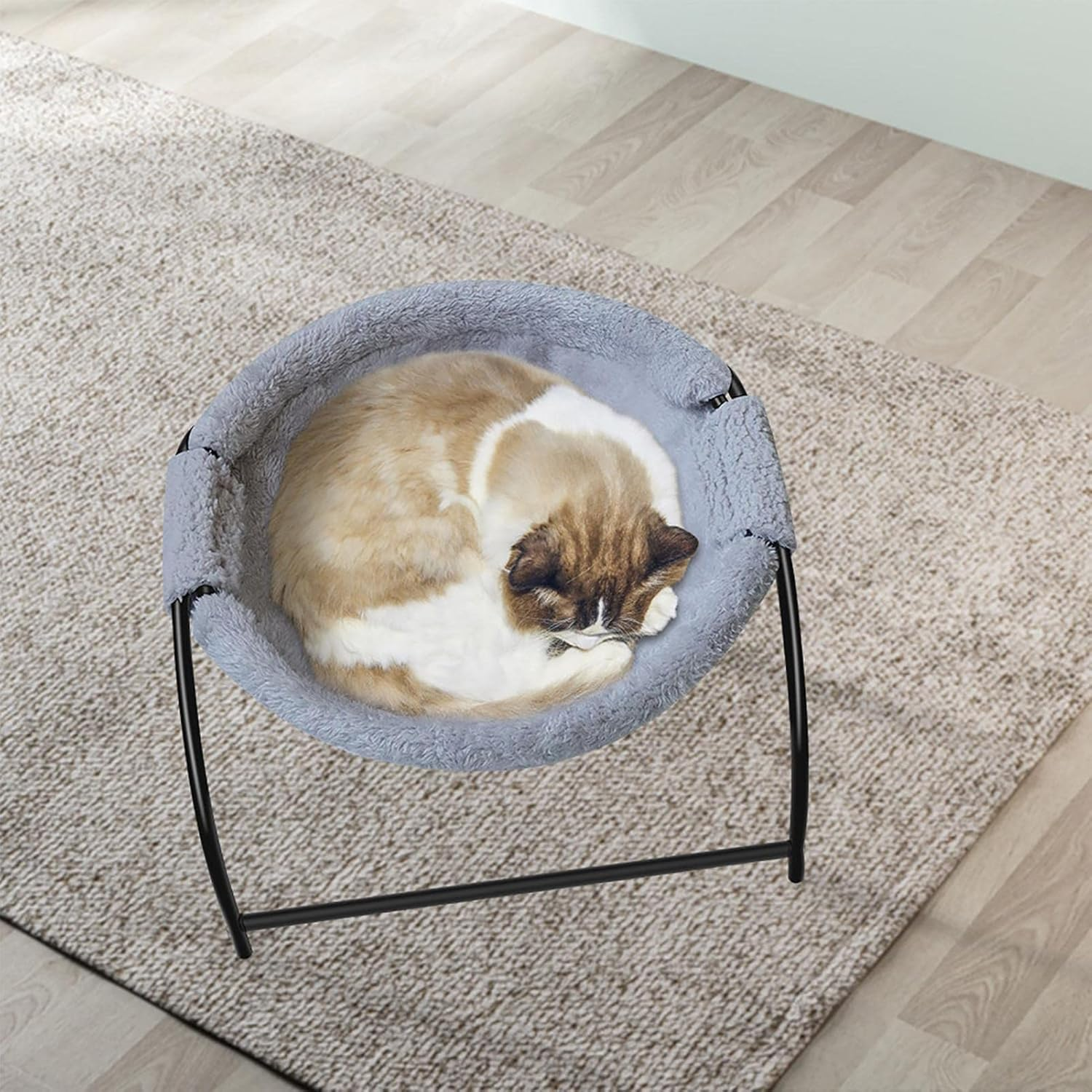 Cat Bed Hammock, Removable and Washable Freestanding Cat Sleeping Cat Bed Hammock Soft Plush Bed Raised Pet Bed for Indoor and Outdoor Use Pet Chair for Kitten Puppies (Color : Grey) image number 2