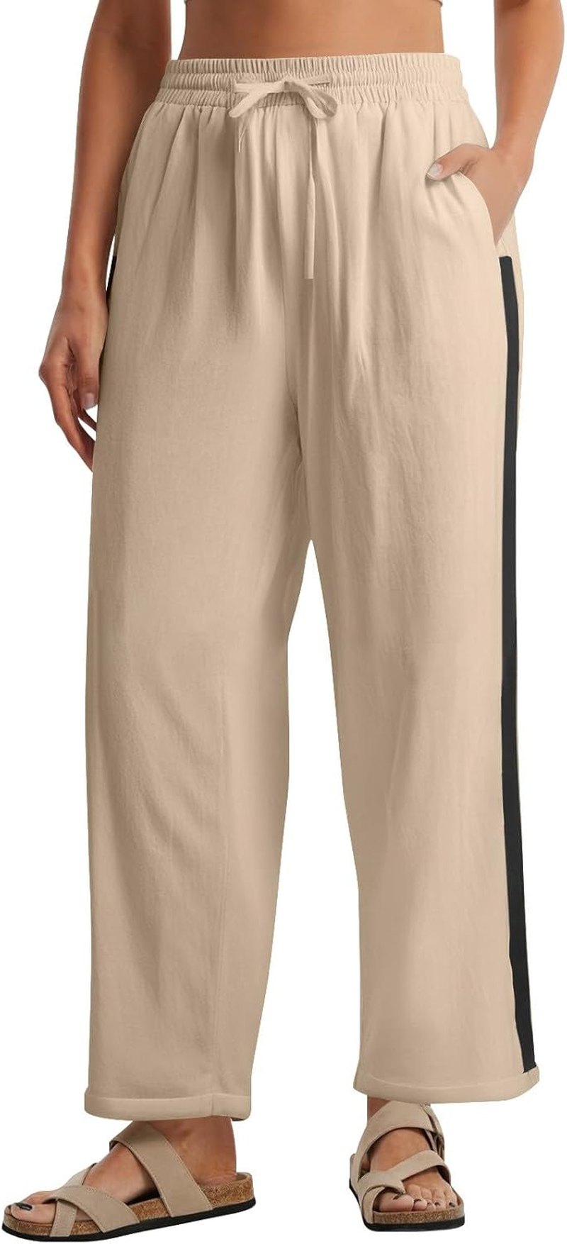 Cropped Trousers Women Size 22, Black Leggings High Waisted plus Size Maternity Trousers over Bump Cotton Running Leggings Women 7/8 Length Ladies Cropped Pants Elasticated Waist Pants image number 6