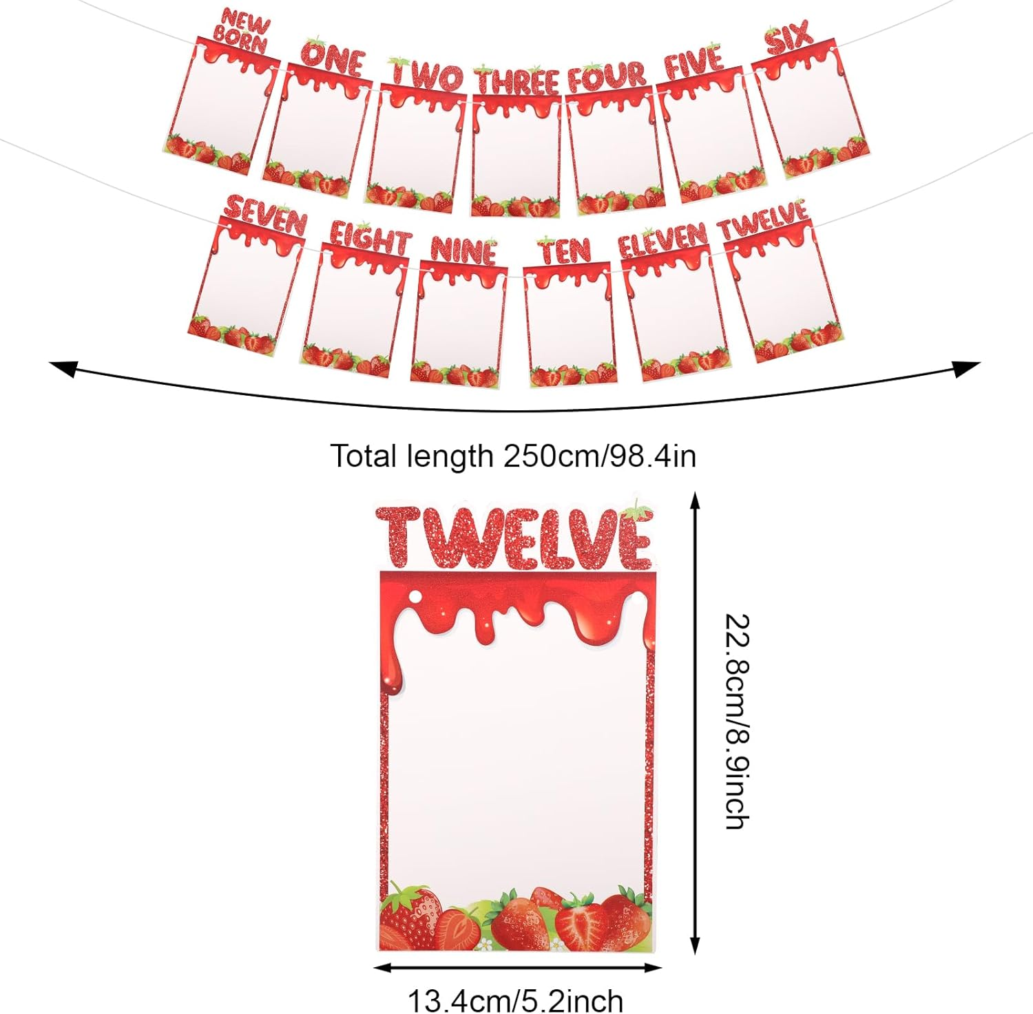 Strawberry First Birthday Party Banner, Strawberry Hanging Streamer Strawberry 1St Birthday Party Balloon Cute Pink Sweet One Birthday Party Decoration for Baby Girls for Summer Fruit Baby Shower image number 3