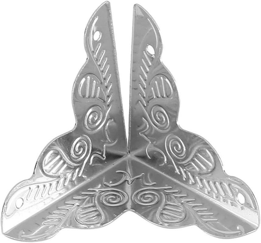 12 Pcs/Pack 24Mm Antique Metal Corner Protector Furniture Corner Protectors Guards Vintage Decorative Box Desk Edge Covers for Wooden Cabinet Box Furniture(Silver) image number 2