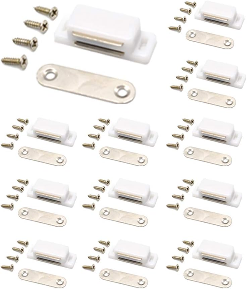 (Brown) - Cabinet Magnet Latch - Best for Cabinet Doors, Cupboards, Drawers and Shutters - Cabinet Magnetic Latch Easy Instal - Magnetic Cabinet Catch Screws Included - Set of 12 (Brown)