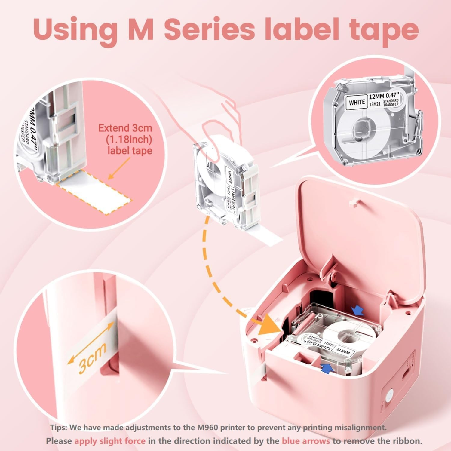 Phomemo Label Tape- Compatible with M960 Label Maker, 12Mm 0.5 Inch, 4M, Black on Clear, for PT-M95 PT-90 PT-70 PT-65 PT-85,M960 Label Maker, Compatible with P Touch M Tape,M231 MK231-(6 Pack) image number 5