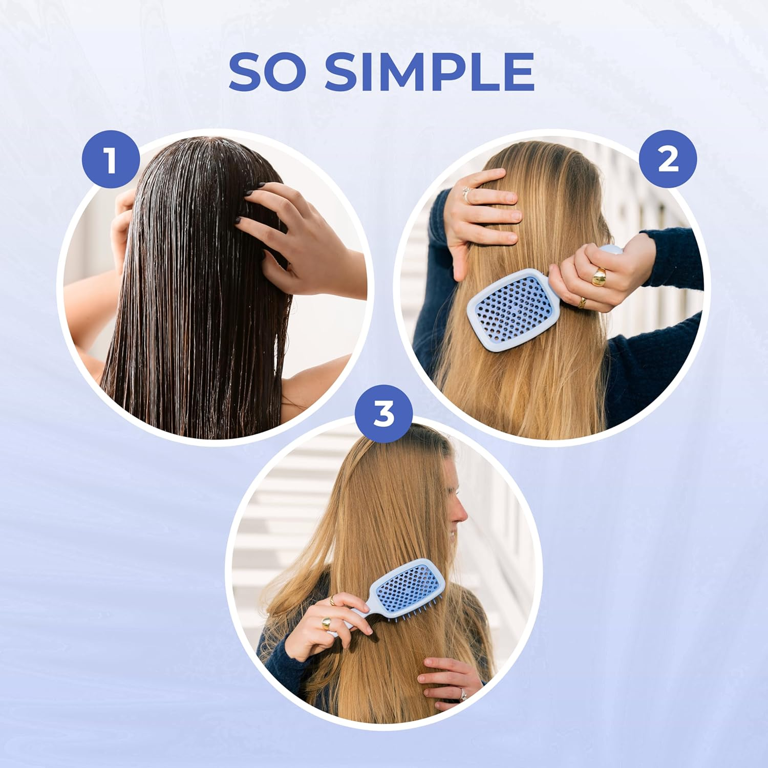 FHI HEAT Unbrush and Unbrush MINI Wet & Dry Vented Detangling Hair Brush, Periwinkle Light Blue - Periwinkle Light Blue image number 5