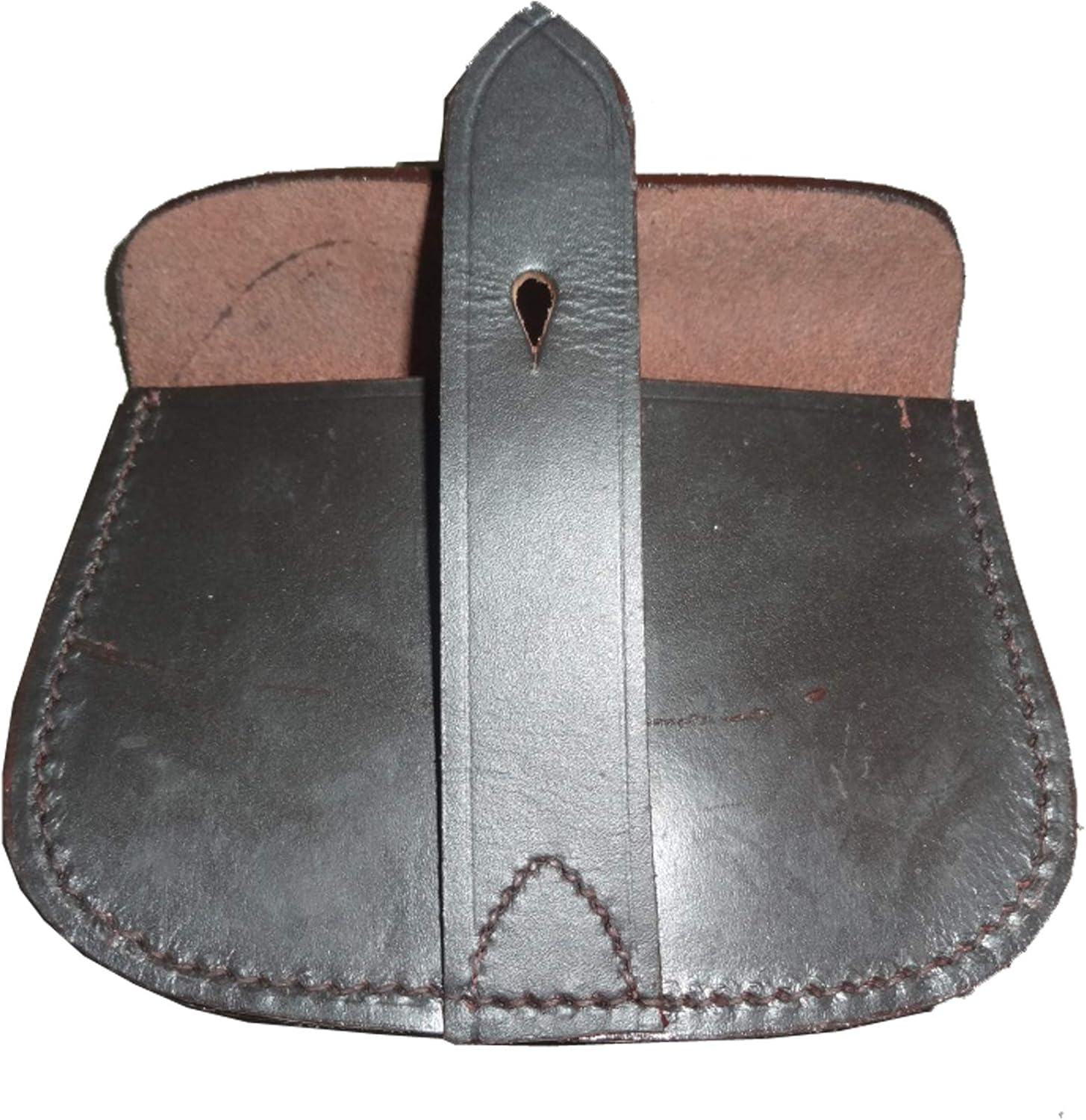 WWII British Army Sam Browne Leather Ammo Pouch for Belt Dark Brown image number 2