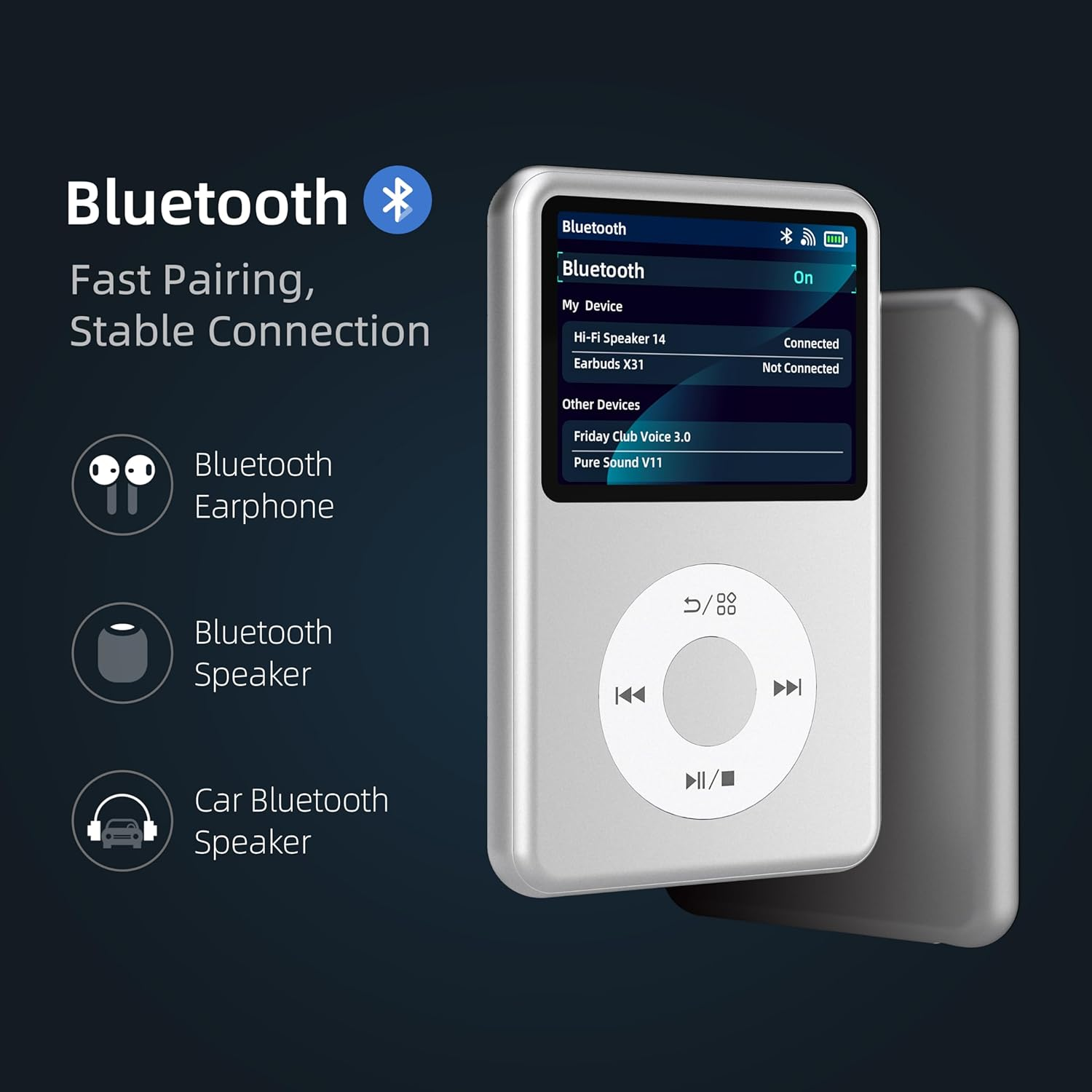 Y1 Mp3 Player with Bluetooth 128G Innioasis Version Upgrade Portable Mini Hifi Sound Bluetooth Walkman Digital Music Player 2.4" Screen Nice 2025 Silver image number 5