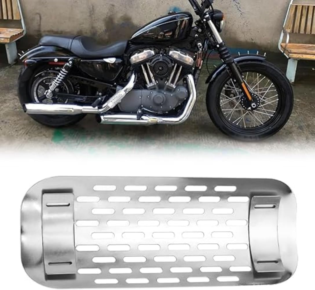 Universal Motorcycle Exhaust Heat Shield Chrome Plated Iron Exhaust Heat Insulation Shield Muffler Guard with 2 Adjustable Mounting Clamps Compatible with Suzuki Compatible With image number 1