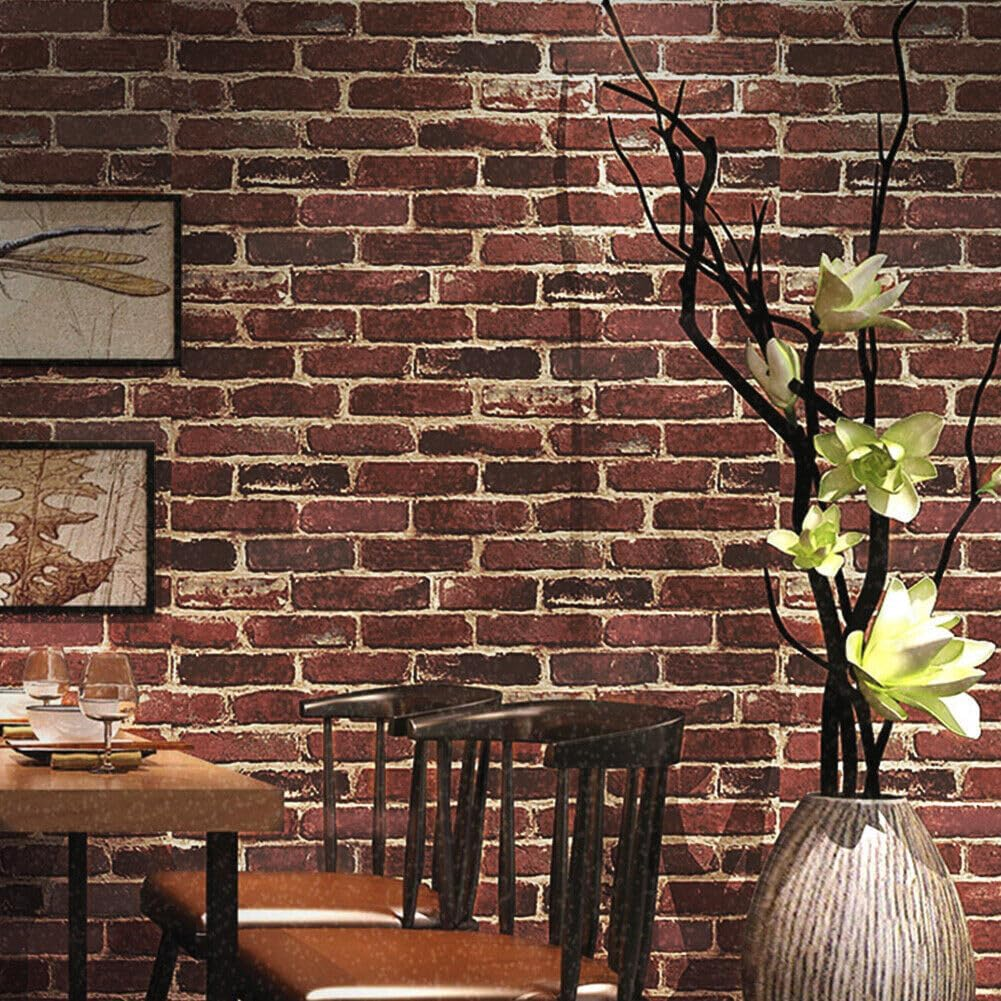 Rustic Red Brick Wallpaper for Home Decoration Vinyl Waterproof Wallpaper for House, Workshop & Office, 10M image number 2