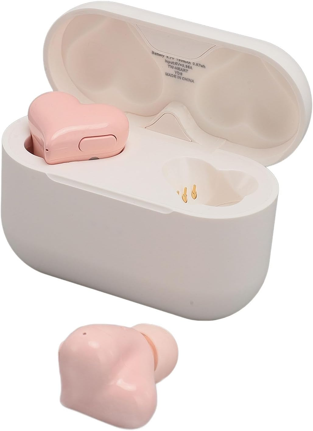 Ciciglow Heart-Shaped Wireless Earbuds, Stylish Wireless Headphones, Hifi Stereo Sound, Waterproof, Bluetooth 5.3 Earbuds with Charging Case for Girls and Women (Powdered) - Powdered image number 4